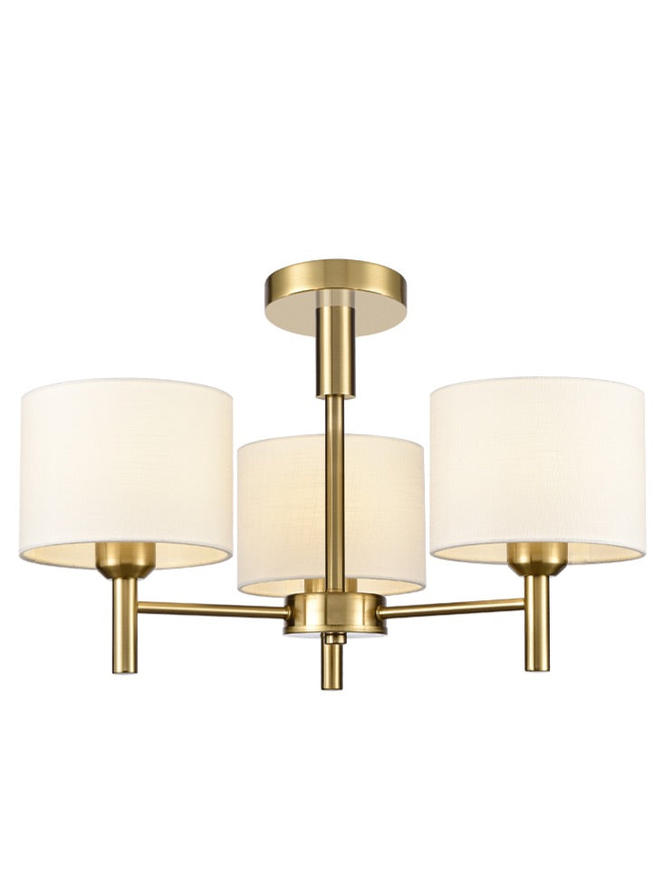 Barzini 3/5Lt Multi-Arm Pendant Semi-Flush Mount Light Fixture in Aged Brass & Cream Finish - Perfect for Dining Room, Kitchen Island, or Entryway Lighting