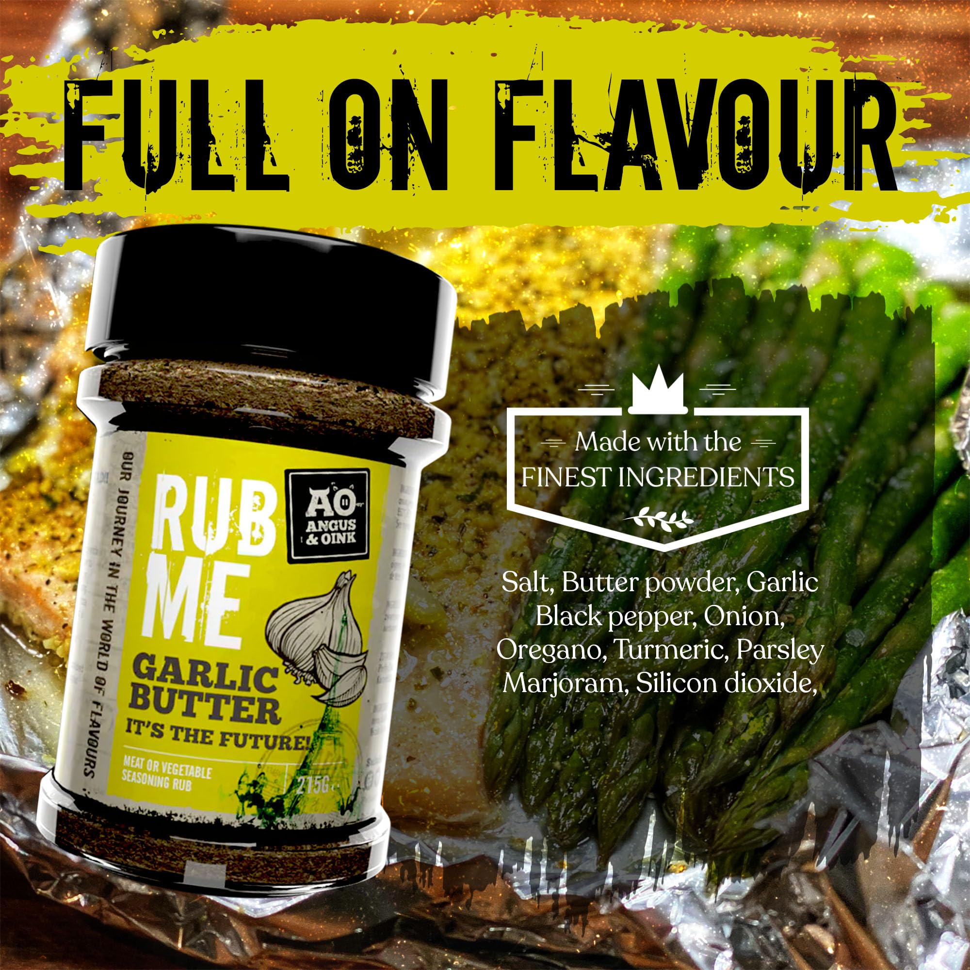 Angus & Oink Garlic Butter Seasoning - Rich & Flavorful Spice Blend for Chicken, Fries, Roast Potatoes & More | 225g | Perfect for Grilling, Baking & Everyday Cooking
