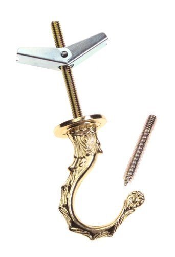 Westinghouse 7044000 Brass Swag Hooks Kit - Heavy Duty Ceiling Hook Set for Hanging Plants, Lights & Decor - Perfect for Indoor & Outdoor Home Decorating