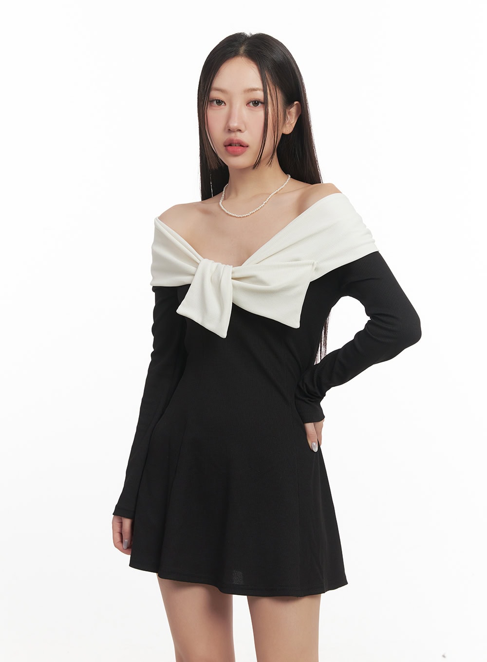 Elegant A-Line Ribbon Off-Shoulder Mini Dress CF520 - Perfect for Date Nights, Parties & Summer Vacations