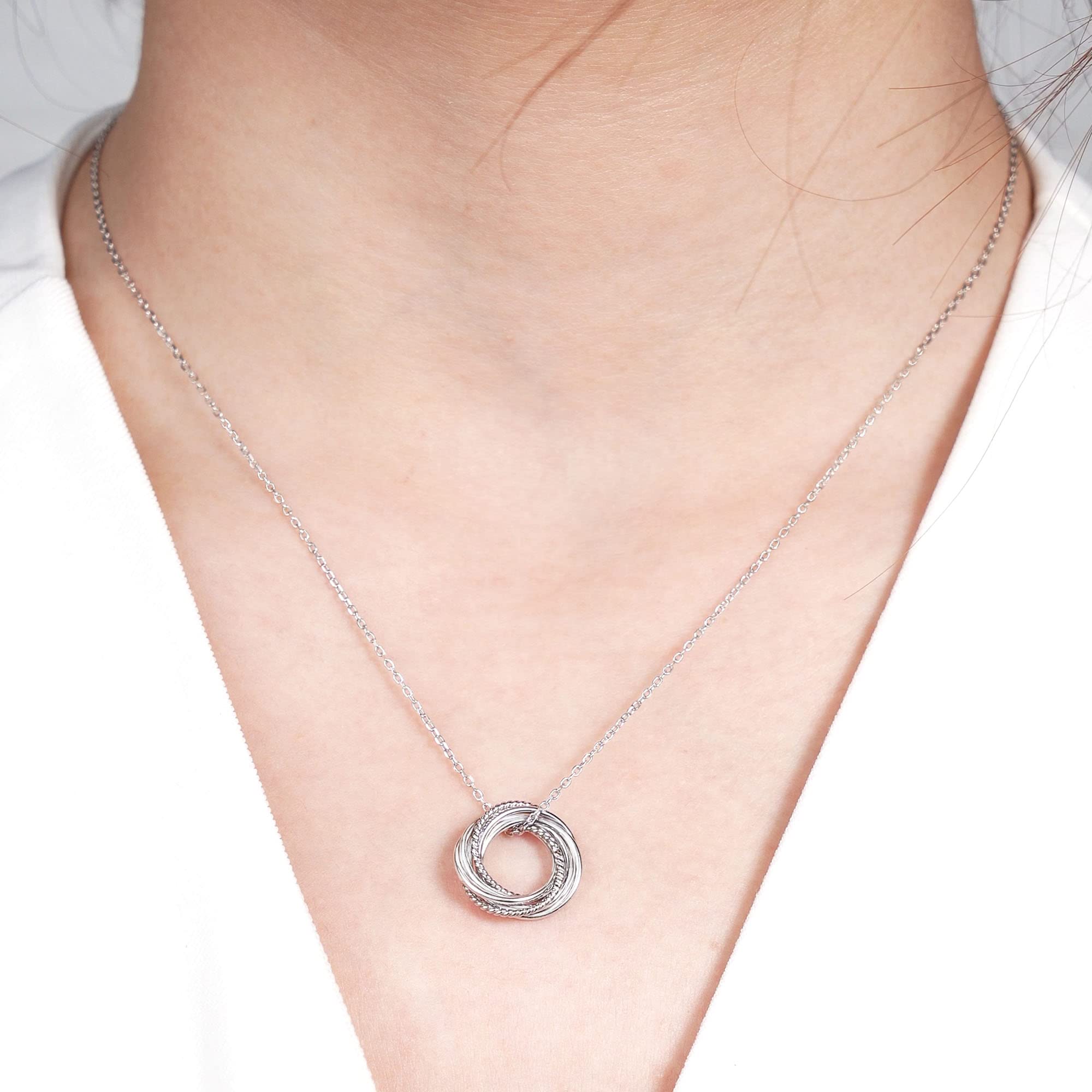 JSJOY Elegant Circle Necklace for Women - S925 Sterling Silver Birthday Jewelry Gift for 30th 40th 50th 60th 70th 80th 90th Anniversary - Perfect for Milestone Celebrations, Mother's Day & Special Occasions