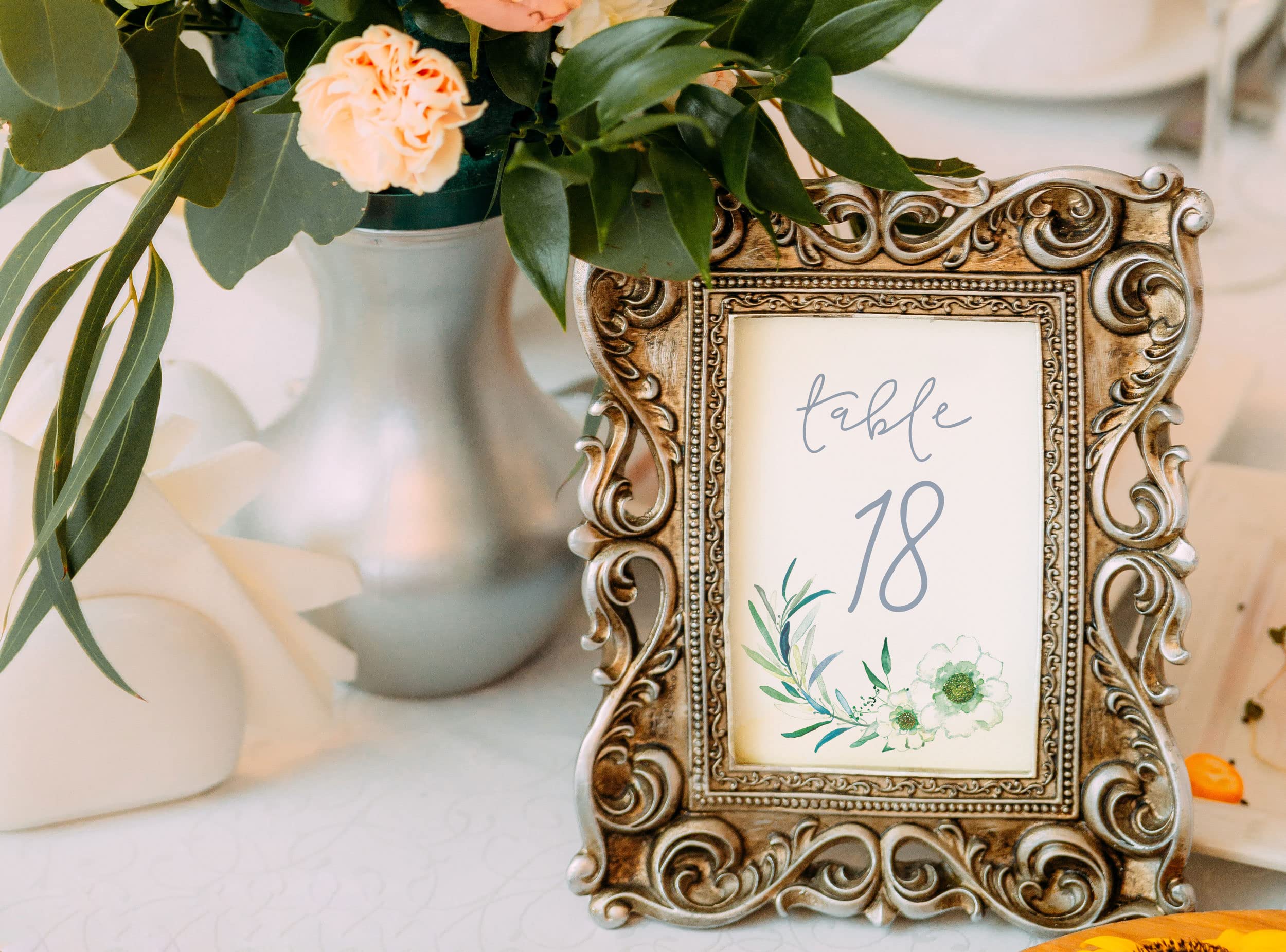 Floral Wedding Table Numbers 1-20 - Premium 5x7 Double Sided Table Cards on Heavy Cardstock - Perfect for Wedding Reception, Bridal Shower & Anniversary Decorations