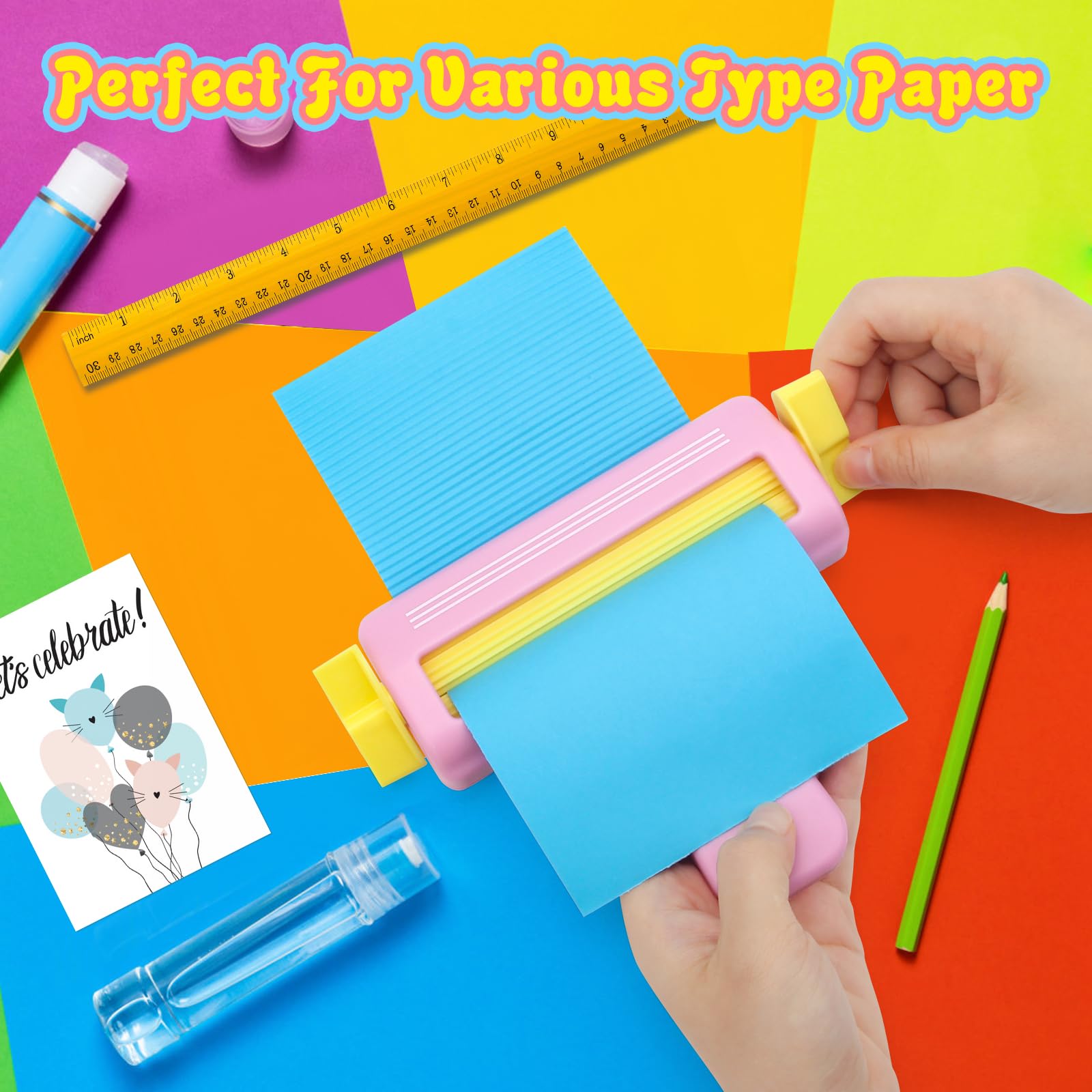 Pletpet Pink Paper Crimper Tool for DIY Crafts - Wave Shape Maker for Card Stock, Scrapbooking & Decoration - Perfect for Handmade Greeting Cards, Gift Wrapping & School Projects