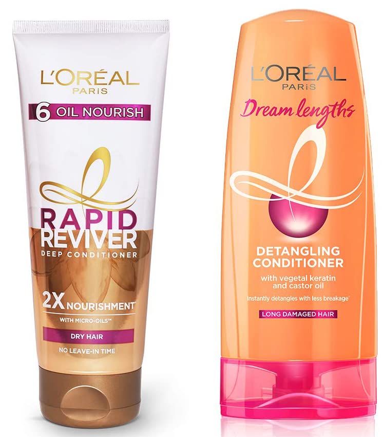 L'Oreal Paris Rapid Reviver 6 Oil Nourish Deep Conditioner 180ml & Dream Lengths Conditioner 192.5ml - Hair Repair & Hydration for Dry, Damaged Hair - Perfect for Daily Use & Salon-Quality Results at Home