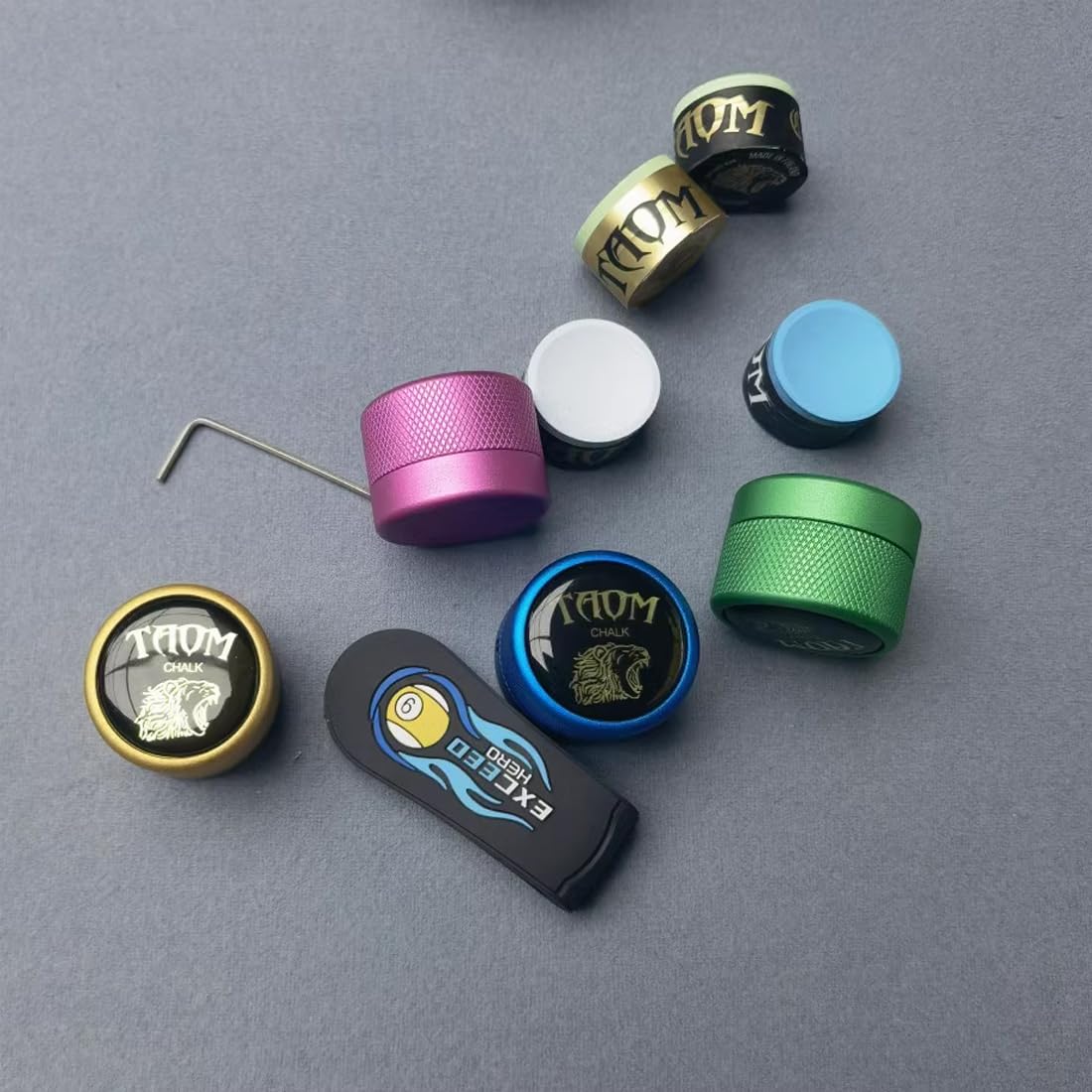 Magnetic Pool Chalk Holder - Round Shaped Billiard Accessory with Mini Chalk Tip Case for Professional & Home Game Use