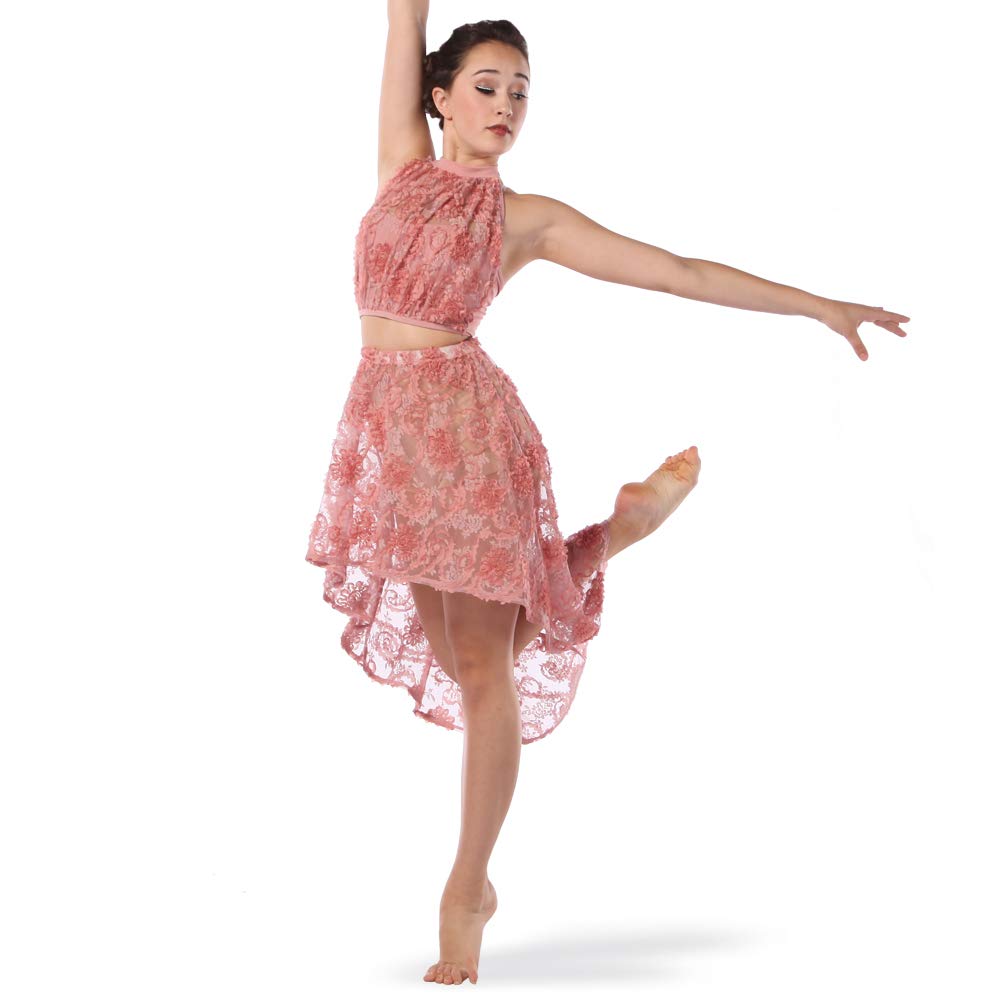 Women's Pink Lyrical Dance Crop Top - Falling Slowly Costume for Youth Size 12 | Perfect for Dance Competitions & Performances