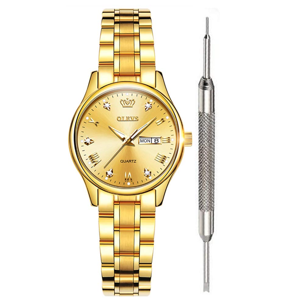 OLEVS Classic Women's Analog Quartz Watch - Stainless Steel Waterproof Roman Numeral Date Wristwatch for Business & Casual Wear | Perfect for Office, Travel & Everyday Use