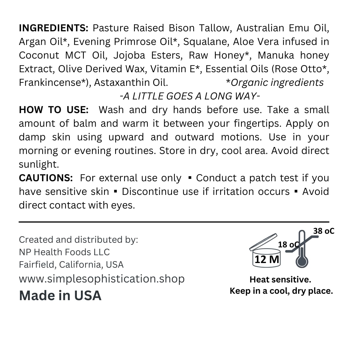 Bison Tallow Balm with Honey & Emu Oil - Natural Skincare for Sensitive Skin - 2 fl oz | Soothes Dryness & Eczema