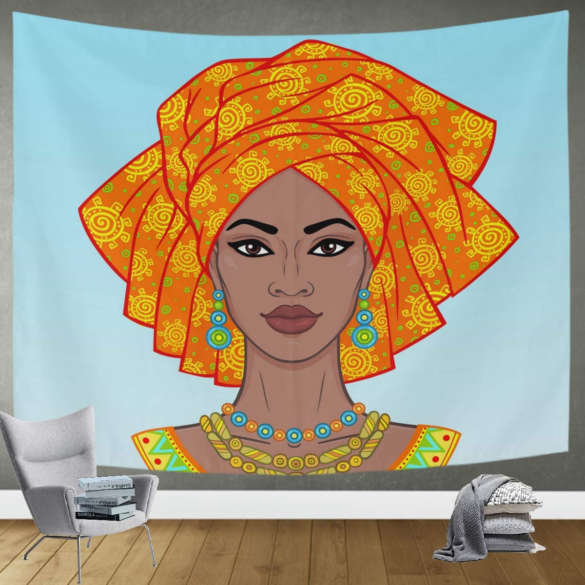 DOMIKING African Beauty Black Woman Tapestry Wall Hanging - 90x60in Boho Decor for Bedroom, Living Room & Office - Trippy Hippie Wall Art Blanket for Home Decor, Dorm Room & Meditation Space