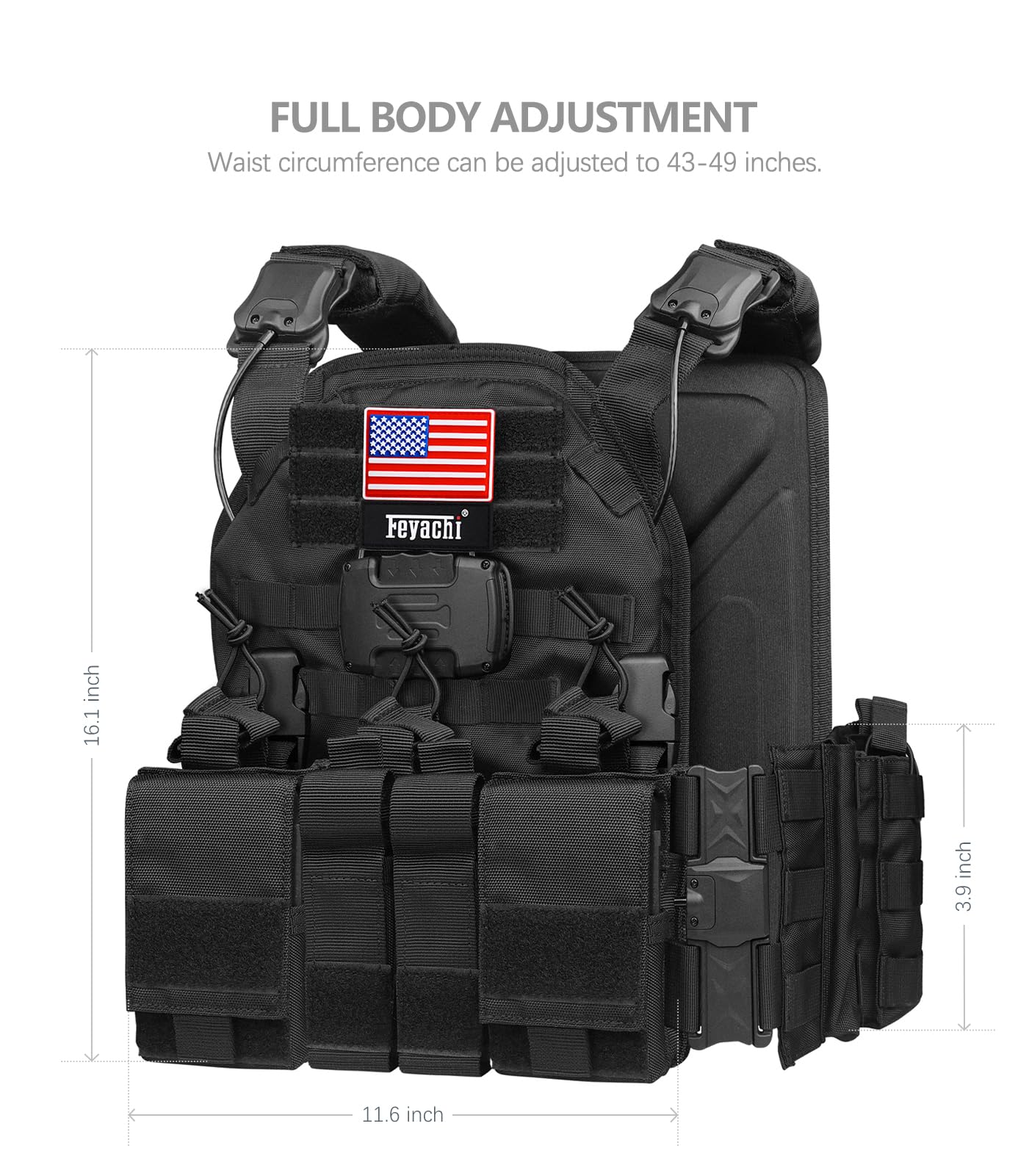 Feyachi Magnetic Tactical Vest Bulletproof - TM 20 Airsoft Vest with MOLLE System | Quick Release One-Button Disassembly | Perfect for Airsoft, Paintball & Tactical Training