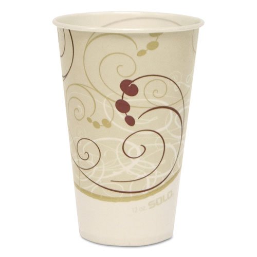 12oz Waxed Paper Cold Cups with Symphony Design - Eco-Friendly Disposable Cups for Iced Coffee, Smoothies, and Cold Beverages at Parties, Cafes, and Events
