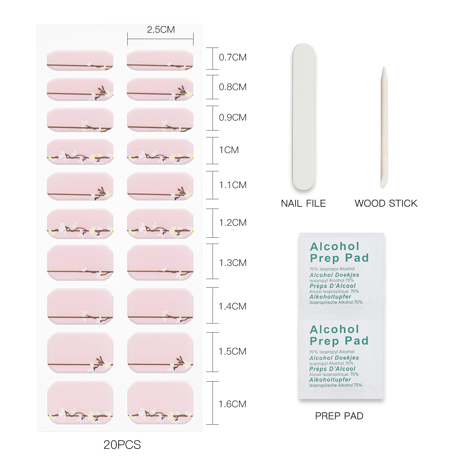 JMEOWIO White Flower Semi-Cured Gel Nail Stickers - UV/LED Cured Nail Strips for DIY Nail Art Designs | Perfect for Home Manicures, Bridal Nails & Salon Nail Decorations