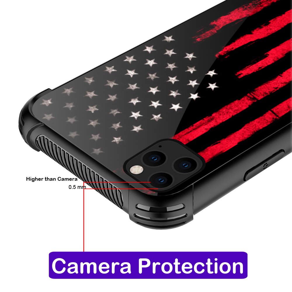 Shockproof iPhone 11 Pro Max Case with Non-Slip TPU Bumper & Reinforced Corners | USA Flag Design Protective Cover for Women | Perfect for Outdoor Activities, Travel & Daily Use