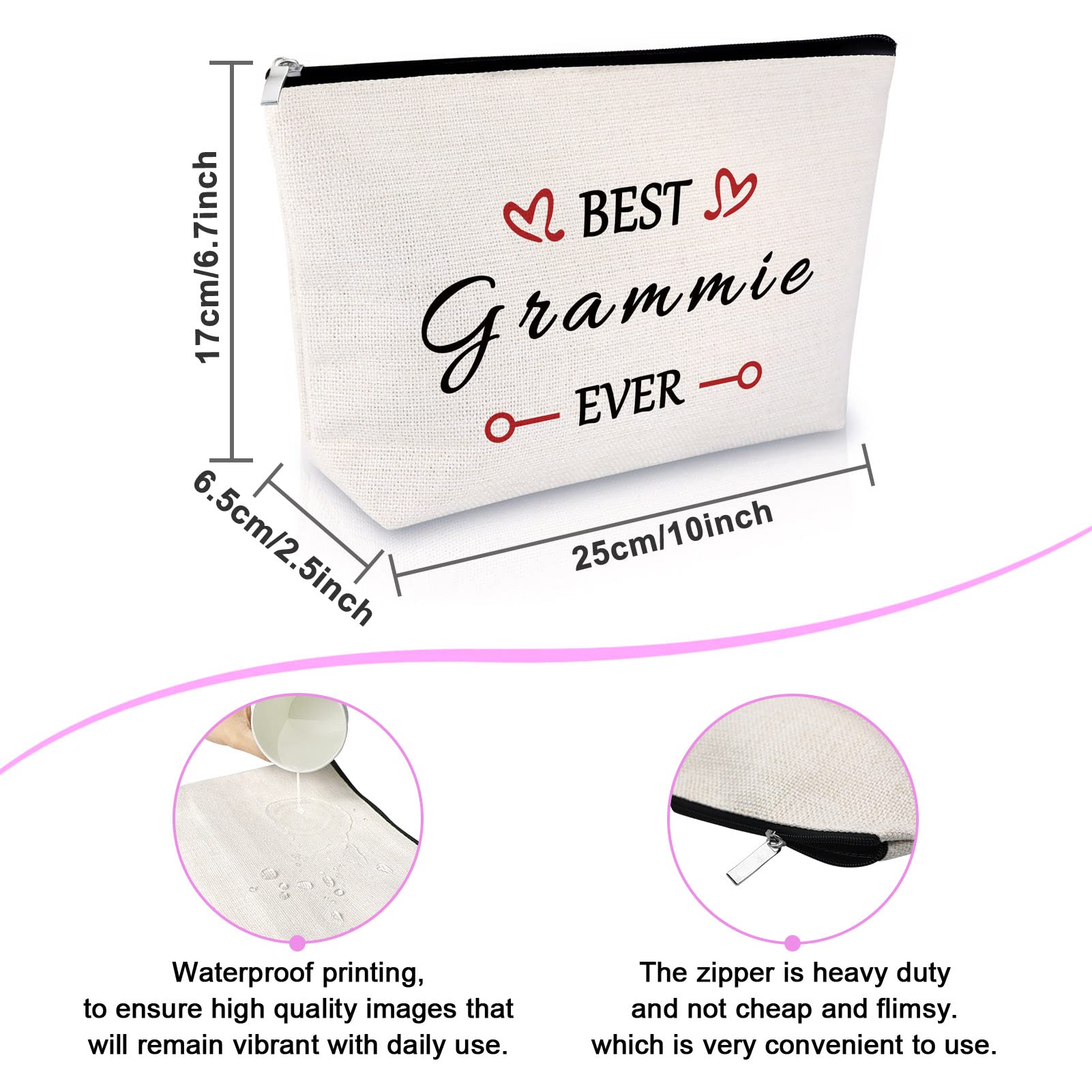 Stylish Makeup Bag for Grandma - Perfect Gift for Mother's Day, Birthday & Thank You | Cosmetic Travel Toiletry Pouch for Women | Great Gift from Granddaughter to Nana | Ideal for Travel, Spa Days & Special Occasions