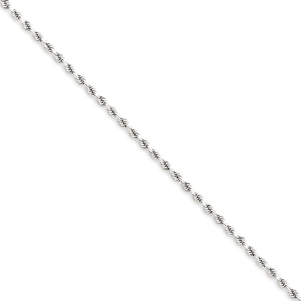 14K Solid White Gold 1.75mm Rope Chain Anklet - Dainty Summer Beach Jewelry for Women, Perfect for Vacation, Wedding & Everyday Wear