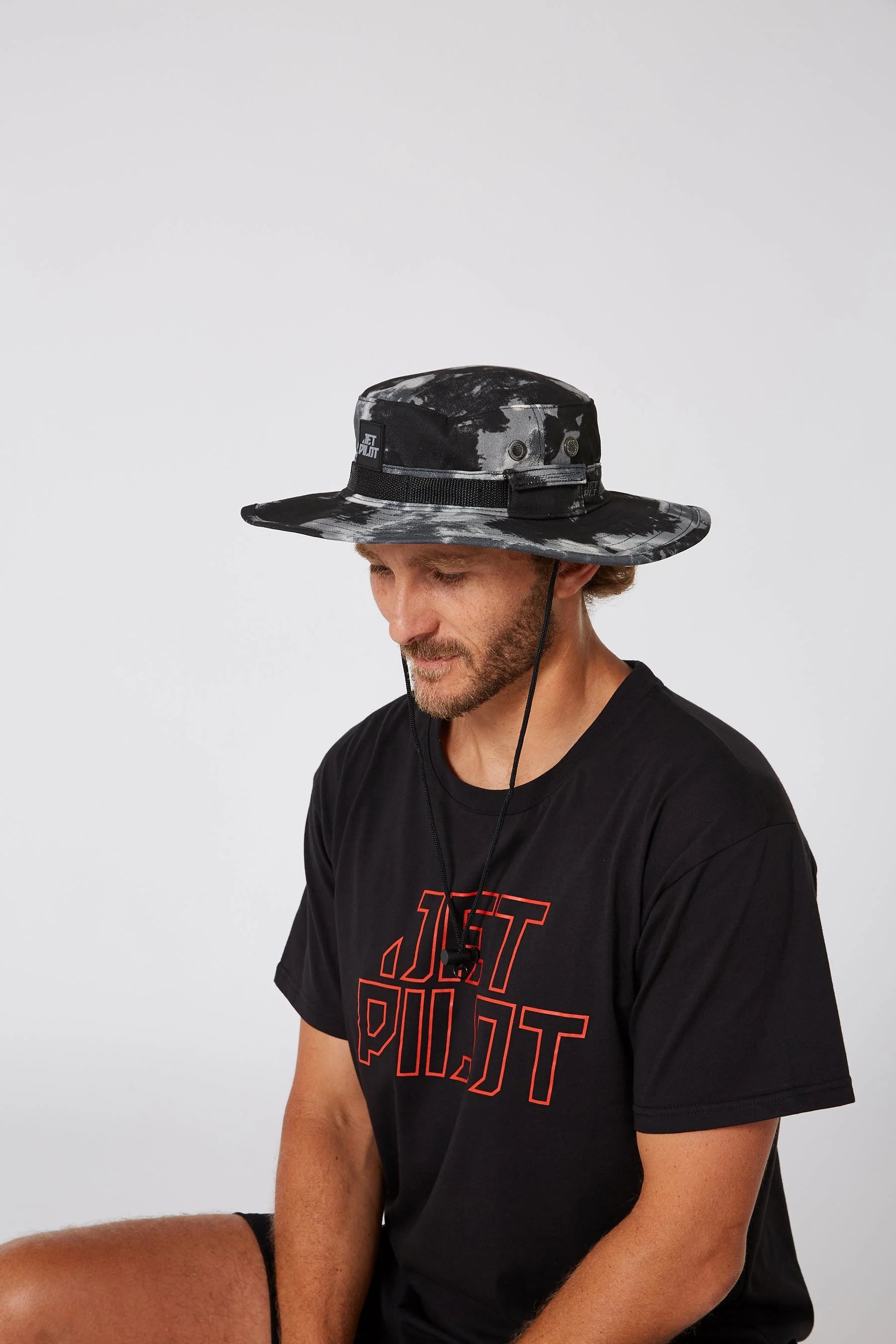 Men's Wide Brim Hiking Hat - UPF 50+ Sun Protection, Breathable & Adjustable for Outdoor Adventures (Black/Camo) | Perfect for Camping, Fishing & Summer Travel