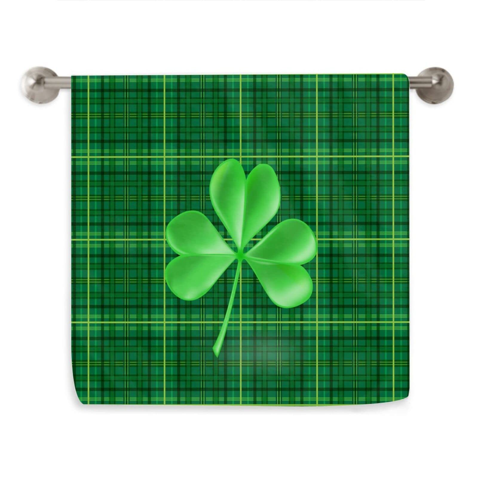 Premium Green Shamrock Plaid Dish Towels - Super Soft & Highly Absorbent Kitchen Hand Towels for St. Patrick's Day Decor - 15.7x27.5 Inch Multipurpose Towels for Home, Bathroom, Hotel, Gym & Spa - Perfect for Irish-Themed Parties, Holiday Gifts & Cozy Farmhouse Kitchens