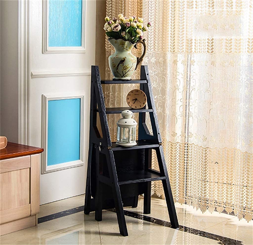 Foldable Wooden Step Stool for Home - Portable Multifunctional Ladder Stool for Kitchen, Bathroom, Library & Indoor Use - Space Saving Step Stool for Kids & Adults