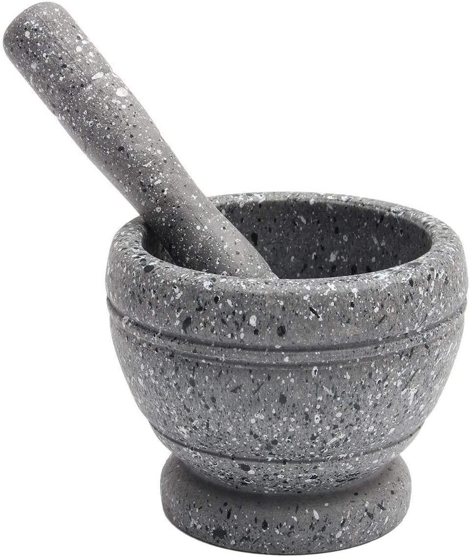Premium Molcajete Mortar and Pestle Set - 4.3 Inch Natural Stone Guacamole Bowl for Grinding Spices, Herbs, Garlic & Making Authentic Mexican Salsas - Perfect Kitchen Tool for Home Chefs & Mexican Cooking Enthusiasts