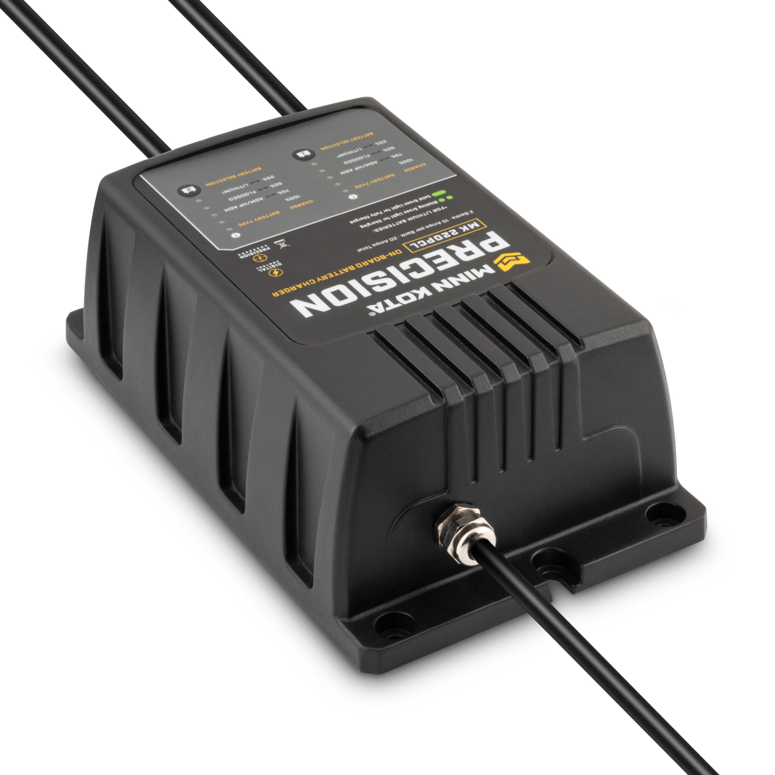 Minn Kota Precision Charger MK 220 PCL - 2 Bank 10 Amp Marine Battery Charger for Boats, Fishing & Trolling Motors | Waterproof & Maintenance-Free Charging Solution