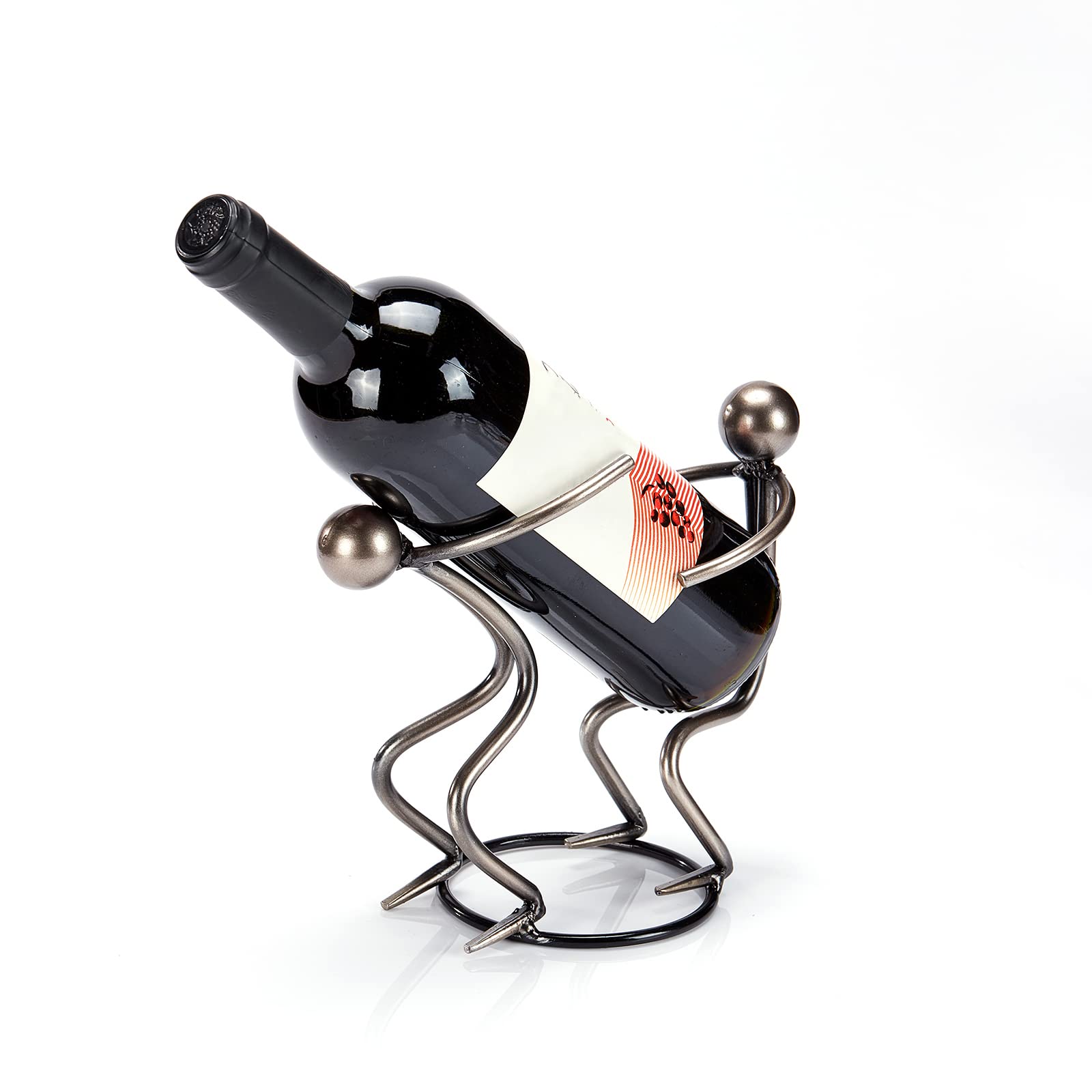 Aayla Metallic Silver Tabletop Wine Rack - Freestanding Countertop Wine Bottle Holder for Kitchen, Bar & Dining Room | Unique Wine Gifts & Accessories for Wine Lovers (Holds 2 Bottles)