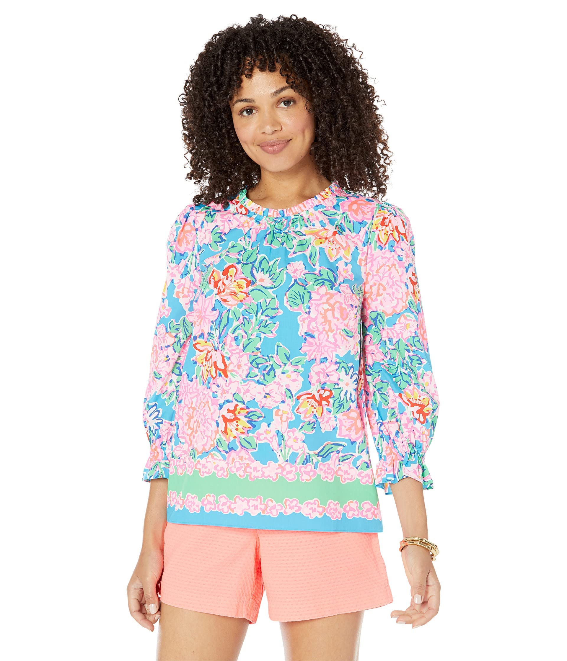 Lilly Pulitzer Trista Top - Women's Floral Print Blouse for Summer | Casual & Beach Wear | Perfect for Vacations, Parties & Outdoor Events