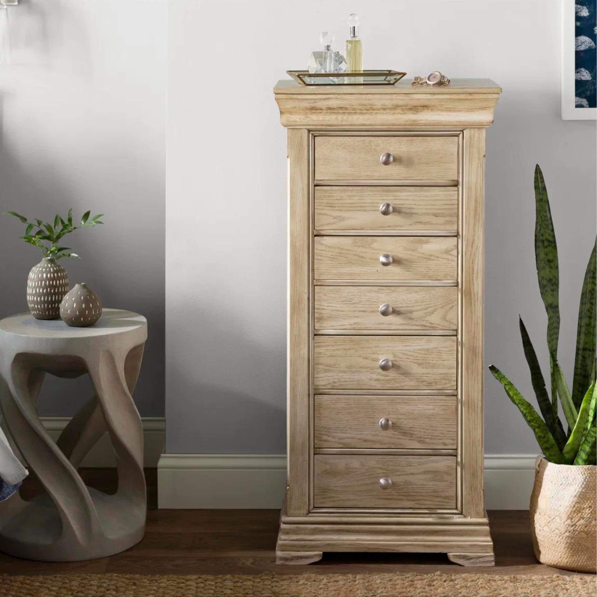 Malory Jewelry Storage Armoire Organizer - Hives and Honey Collection in Taupe Mist | Perfect for Bedroom, Closet & Vanity Organization