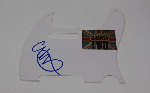 Coldplay Everyday Life Chris Martin Hand Signed Autographed White Fender Telecaster Electric Guitar Pickguard - Limited Edition Collectible for Music Fans & Gift for Rock Enthusiasts - Perfect for Display, Memorabilia Collection & Special Occasions