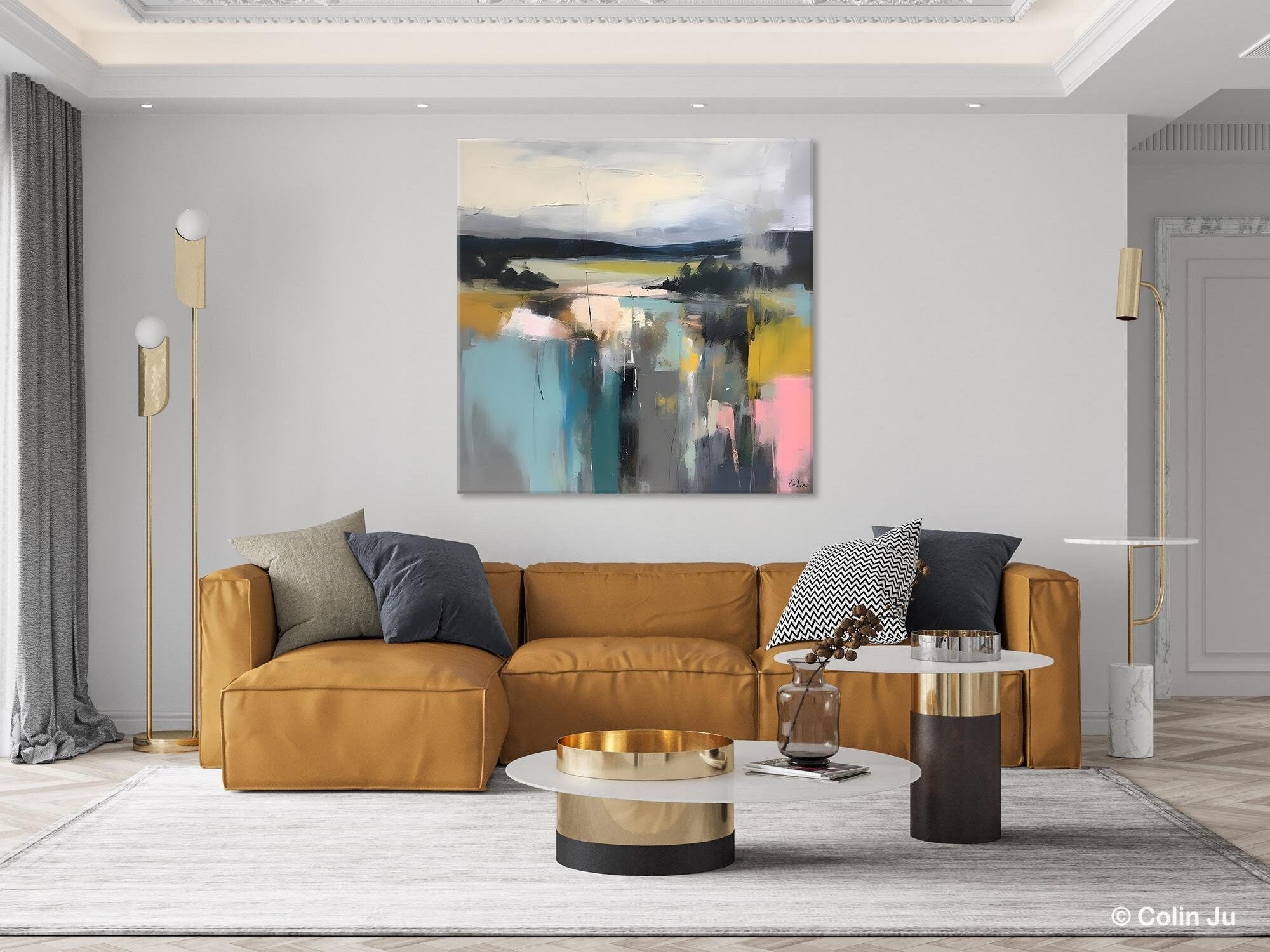 Contemporary Canvas Art - Original Modern Wall Decor, Acrylic Abstract Paintings for Living Room & Bedroom - Large Handmade Canvas Artwork for Home & Office Decor