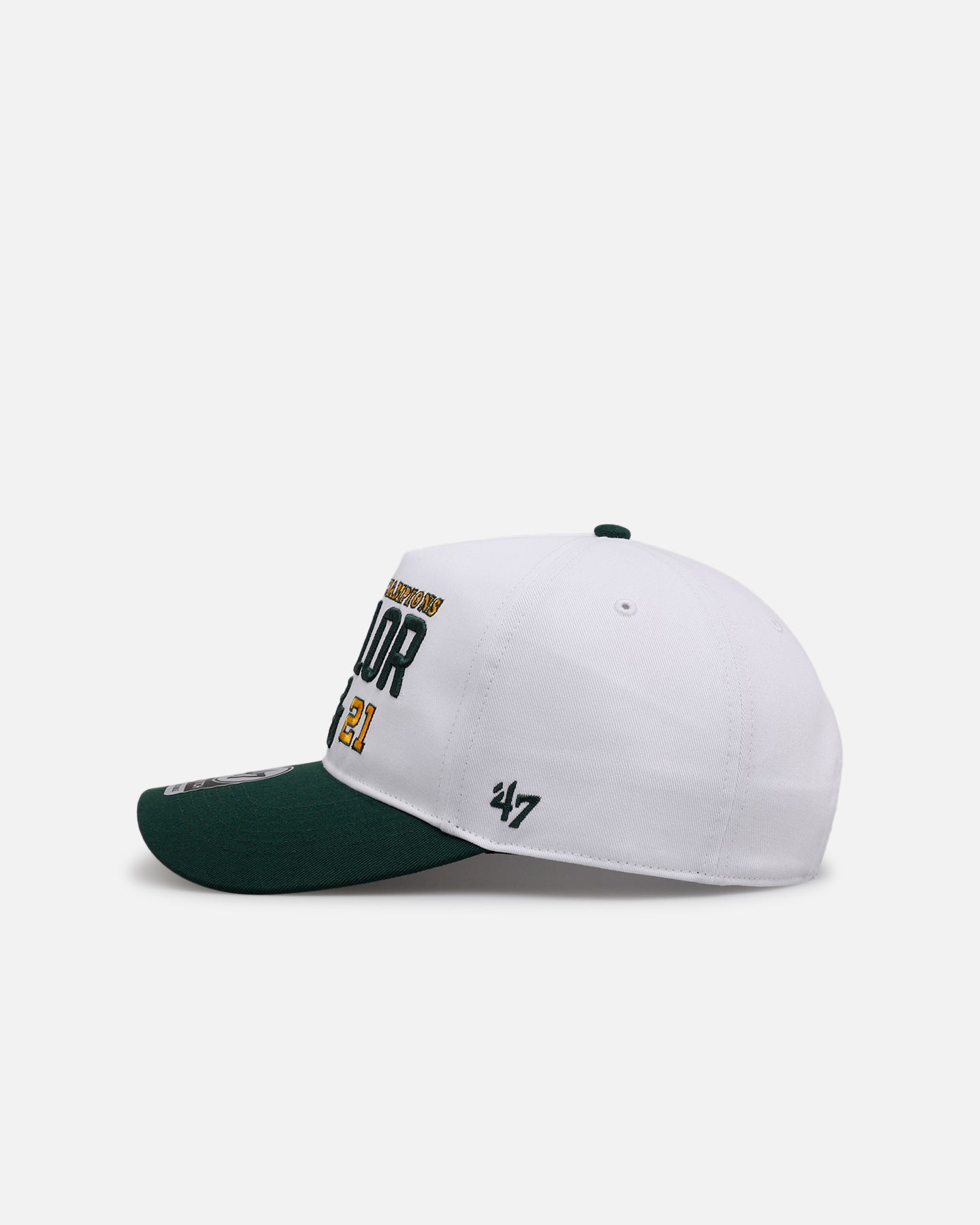 47 Brand Baylor Bears 2021 March Madness Snapback Hat - White and Green Adjustable Baseball Cap for Men and Women, Perfect for NCAA Basketball Games, Sports Events, and Casual Wear