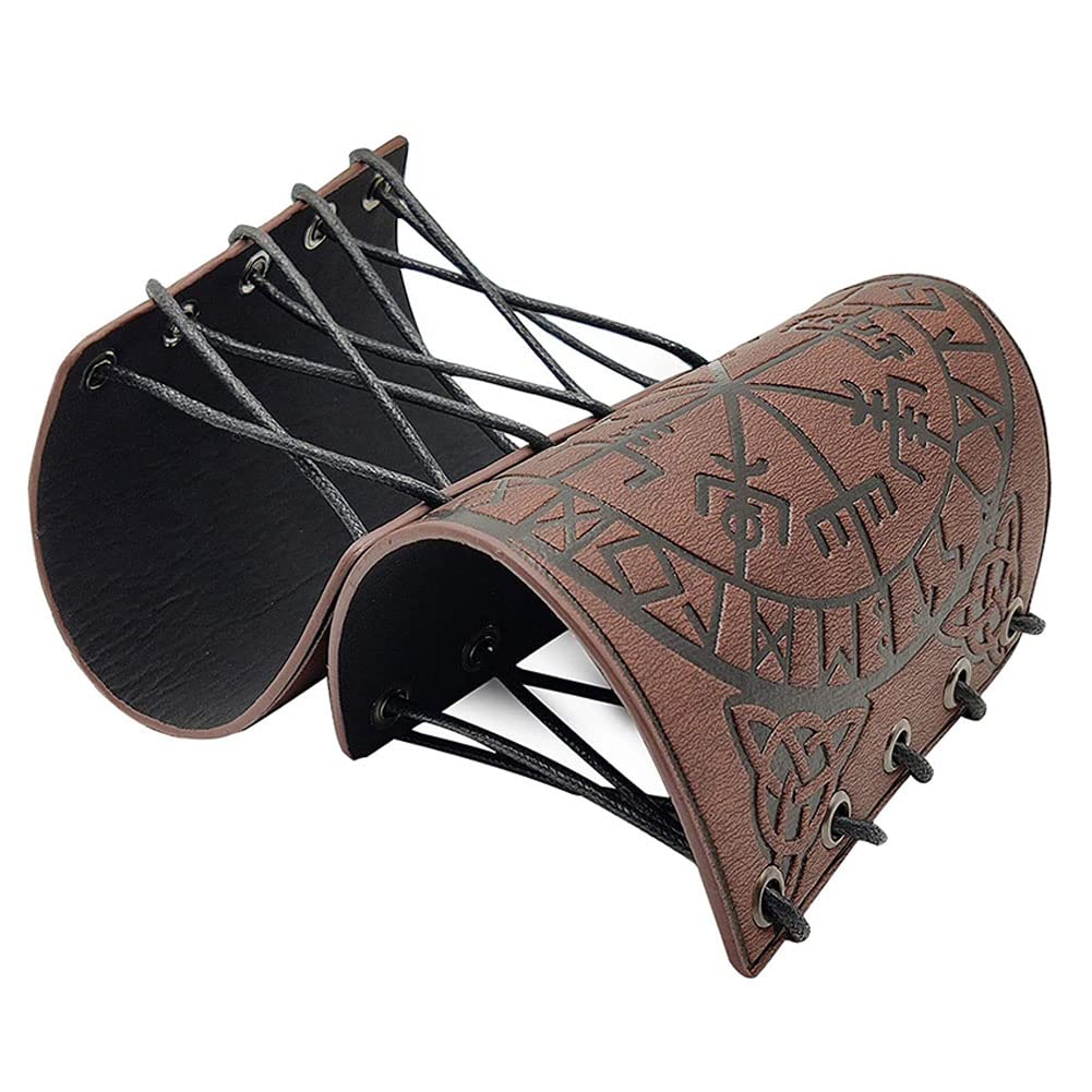 Medieval Archery Bracer - Faux Leather Gauntlet Wristbands for Viking, Knight & Cosplay Costume | LARP Armor Cuff | Perfect for Renaissance Fairs, Historical Reenactments & Fantasy Events