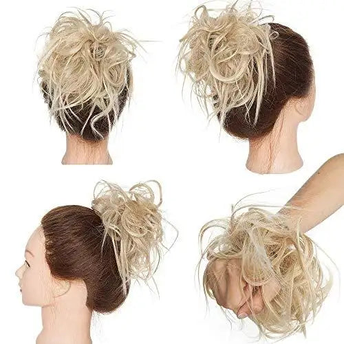Tousled Wavy Hairpiece Bun Scrunchie Hair Wrap - Perfect for Women's Updo Hairstyles, Casual & Formal Events, and Everyday Wear