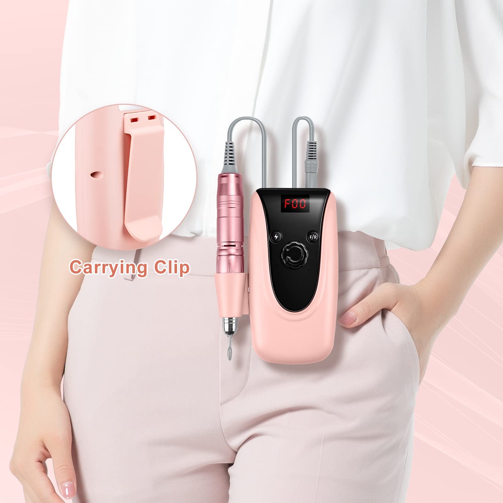 Professional 35000 RPM Rechargeable Electric Nail Drill Machine - Efile Kit with 6 Drill Bits for Acrylic & Gel Nails | Salon & Home Manicure Use | Perfect for Nail Art, Extensions & Pedicures