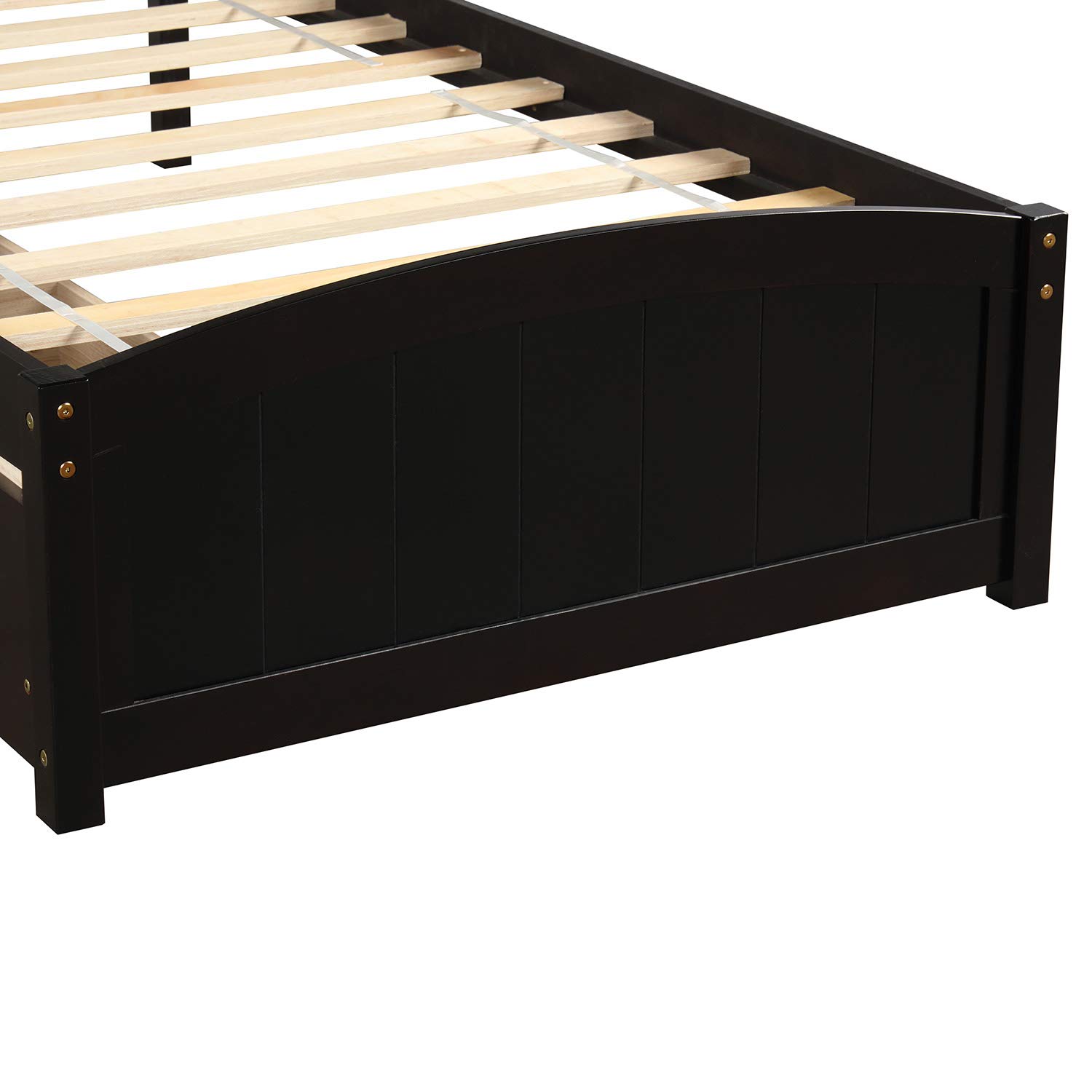 Merax Solid Wood Twin Size Platform Bed Frame with 2 Storage Drawers - No Box Spring Needed, Espresso Finish - Perfect for Small Bedrooms, Guest Rooms & Kids' Rooms
