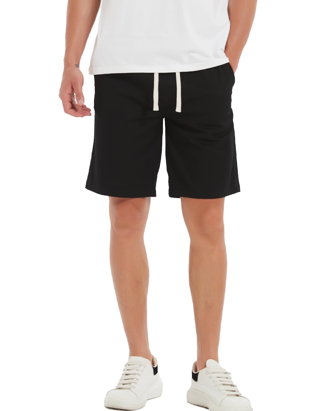 Men's Cargo Shorts with Elastic Waist & Drawstring - Relaxed Fit Casual Summer Shorts with Multiple Pockets - Perfect for Outdoor Activities, Travel & Everyday Wear