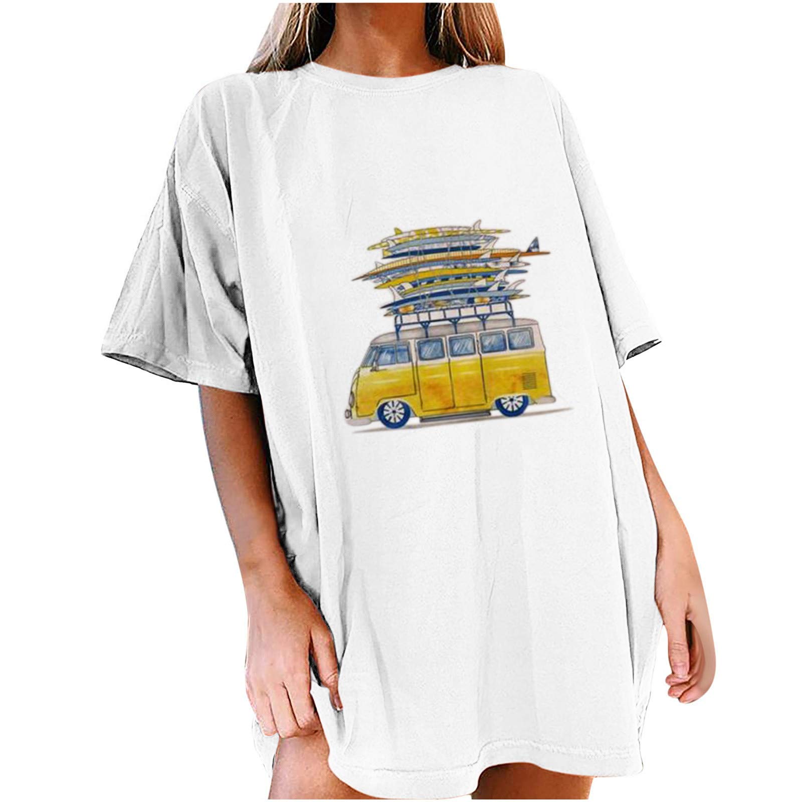 Funny Graphic Tees for Women - Oversized Short Sleeve T-Shirt with Sun & Moon Design | Casual Wear, Street Style, Summer Outfits, Gift Idea