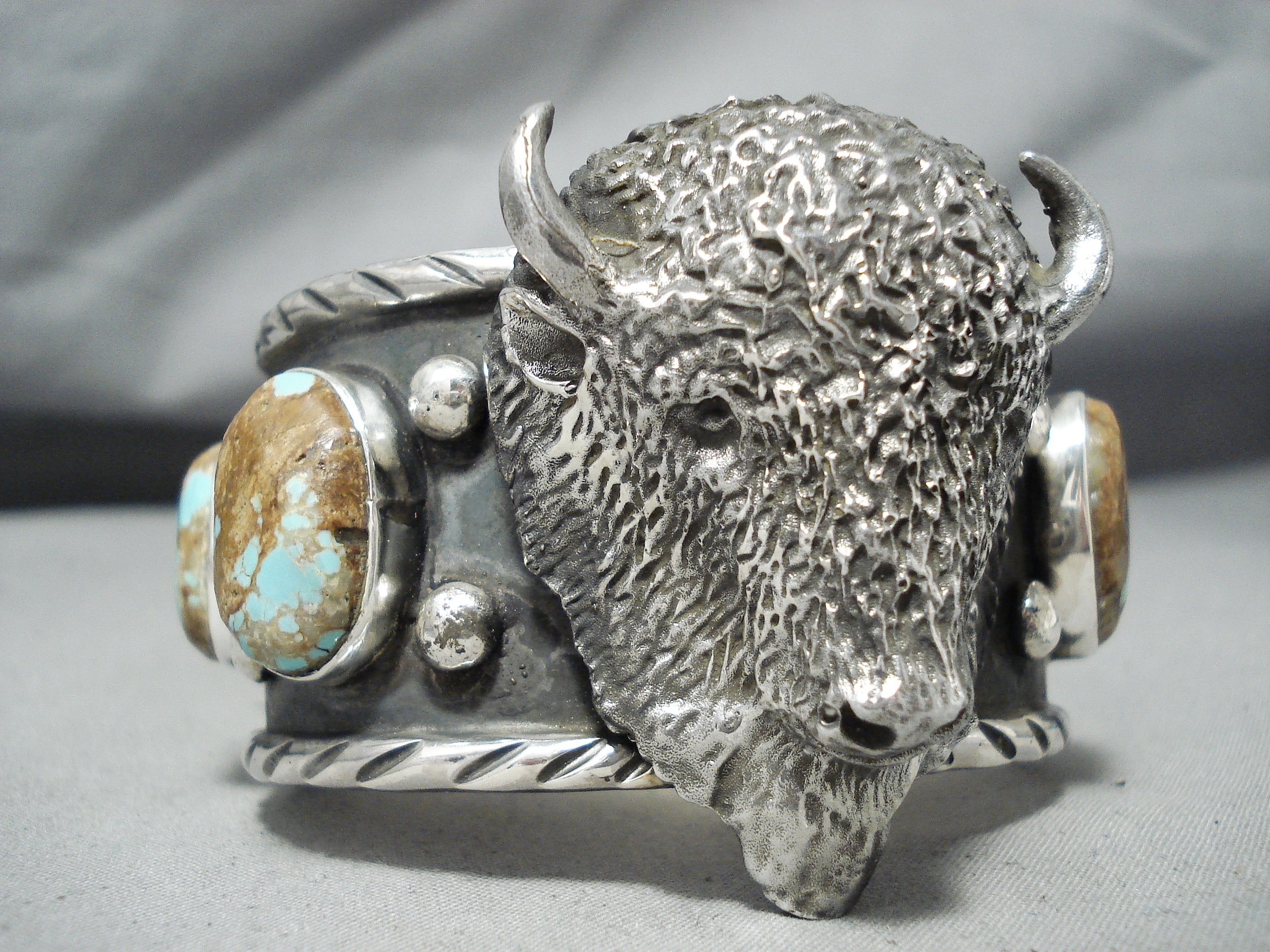 171 Grams Heavy Native American Buffalo #8 Turquoise Sterling Silver Bracelet - Handmade Jewelry for Women, Boho Chic Accessories, Perfect for Festivals & Special Occasions