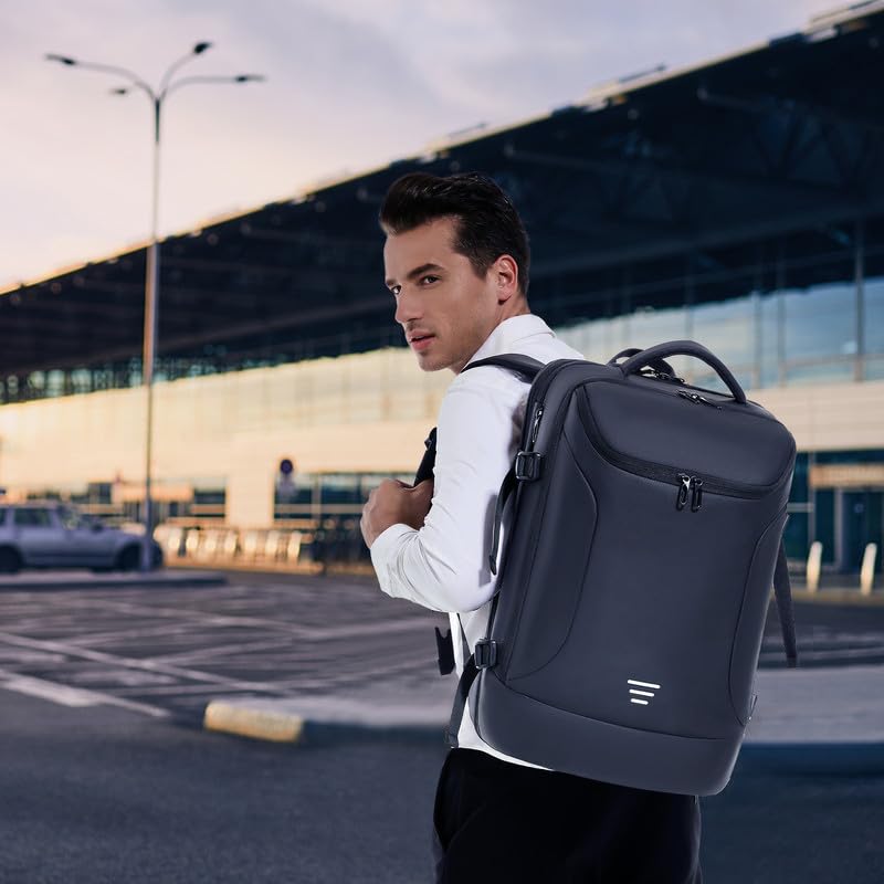 **50L Expandable Travel Backpack for Men - Water Resistant Carry-On Backpack with USB Charging Port & 17.3