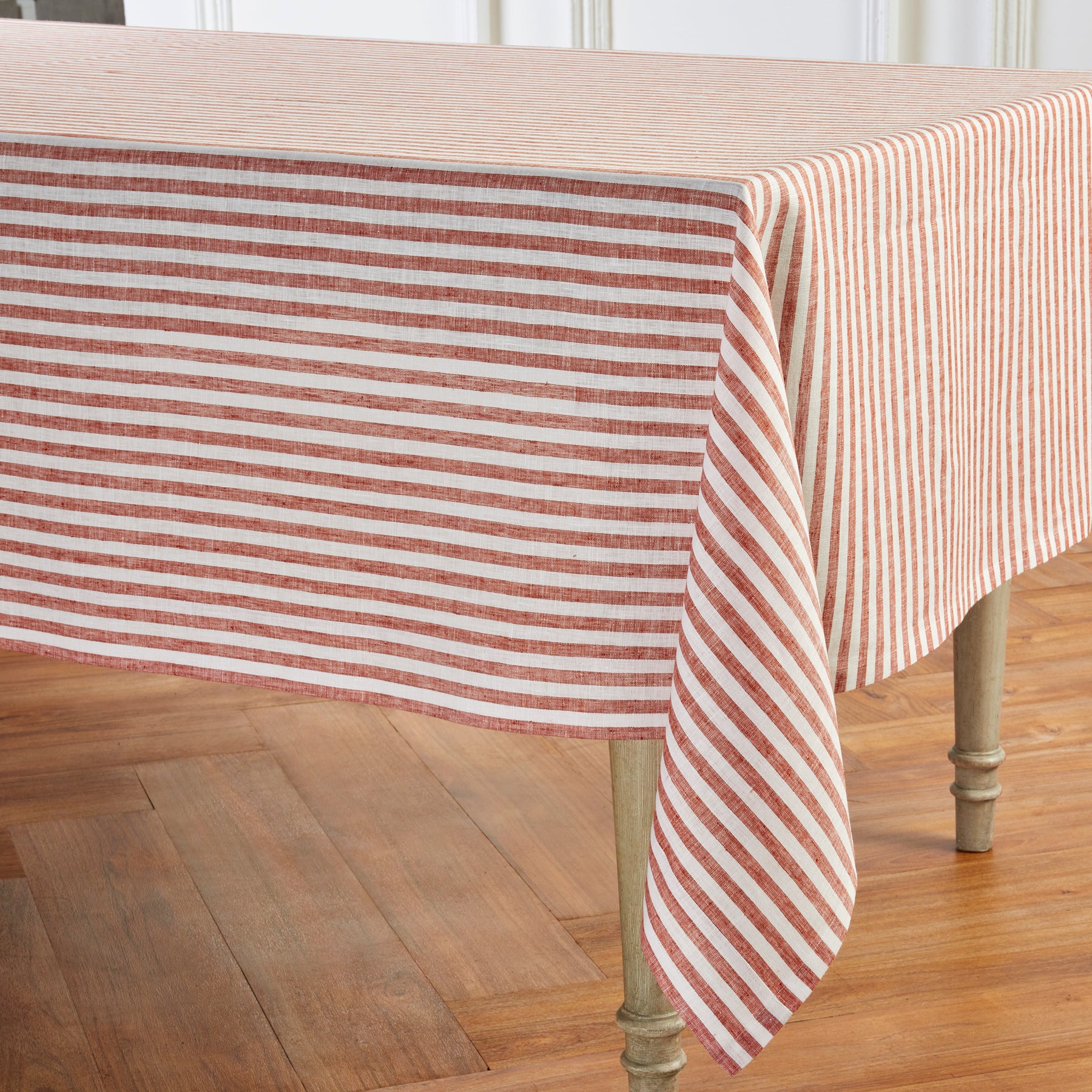Amalfi Stripe Tablecloth - Waterproof & Stain-Resistant Round Table Cover for Outdoor Dining, Picnics, and Party Decor