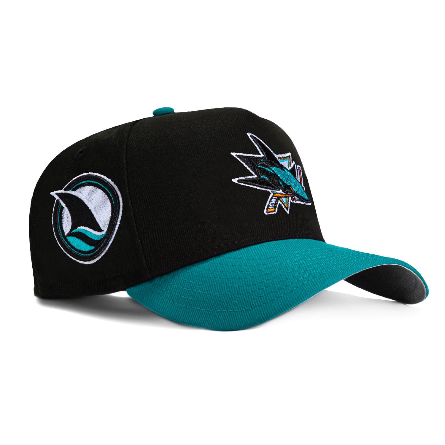New Era 9Forty A-Frame San Jose Sharks Snapback Hat with Logo Patch - Black & Teal for Men's Sports & Casual Wear