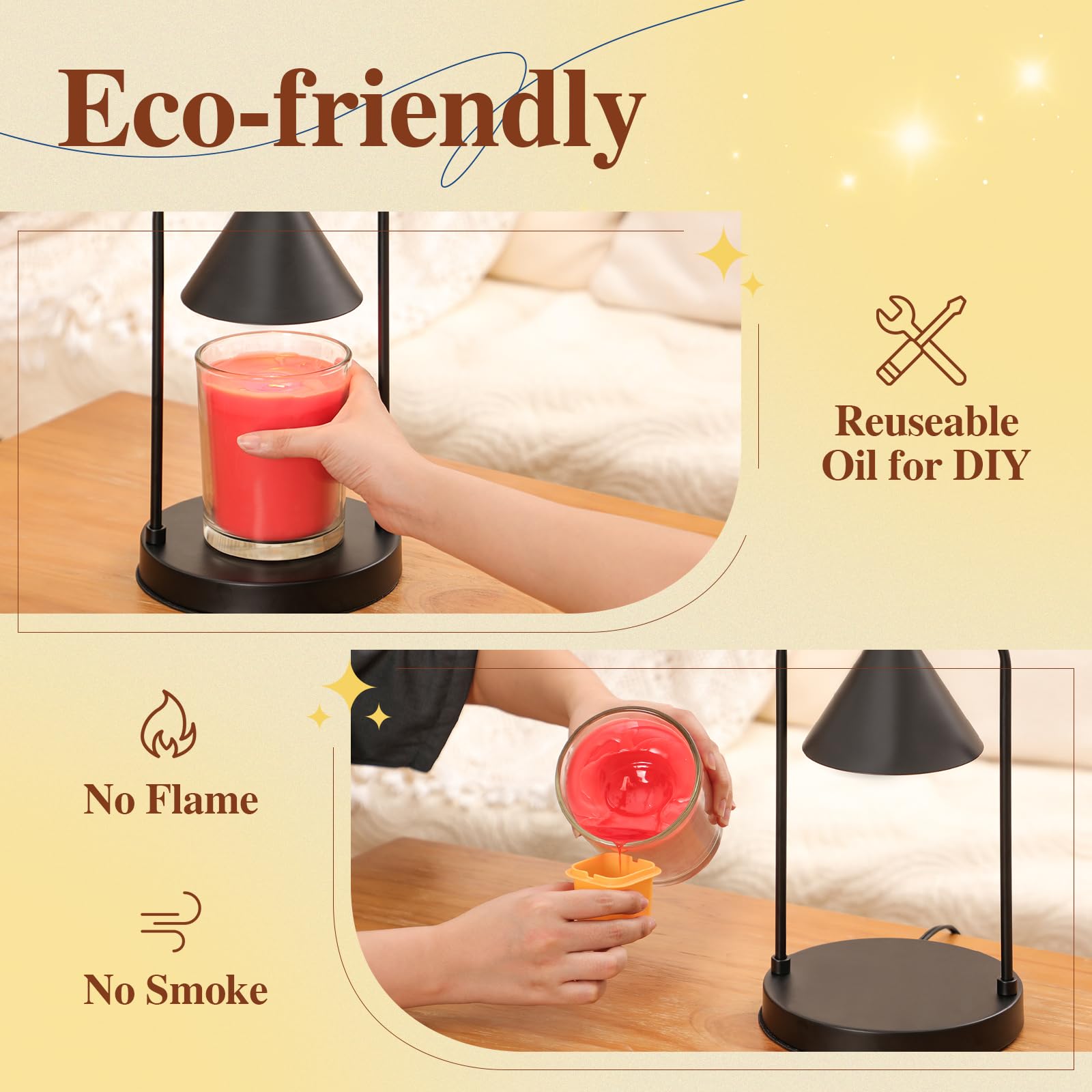 Premium Candle Warmer Lamp with Timer & Dimmer - Electric Wax Warmer for Home Decor, Aromatherapy, and Relaxation - Includes 2 Bulbs for Cozy Ambiance in Bedroom, Living Room, or Office