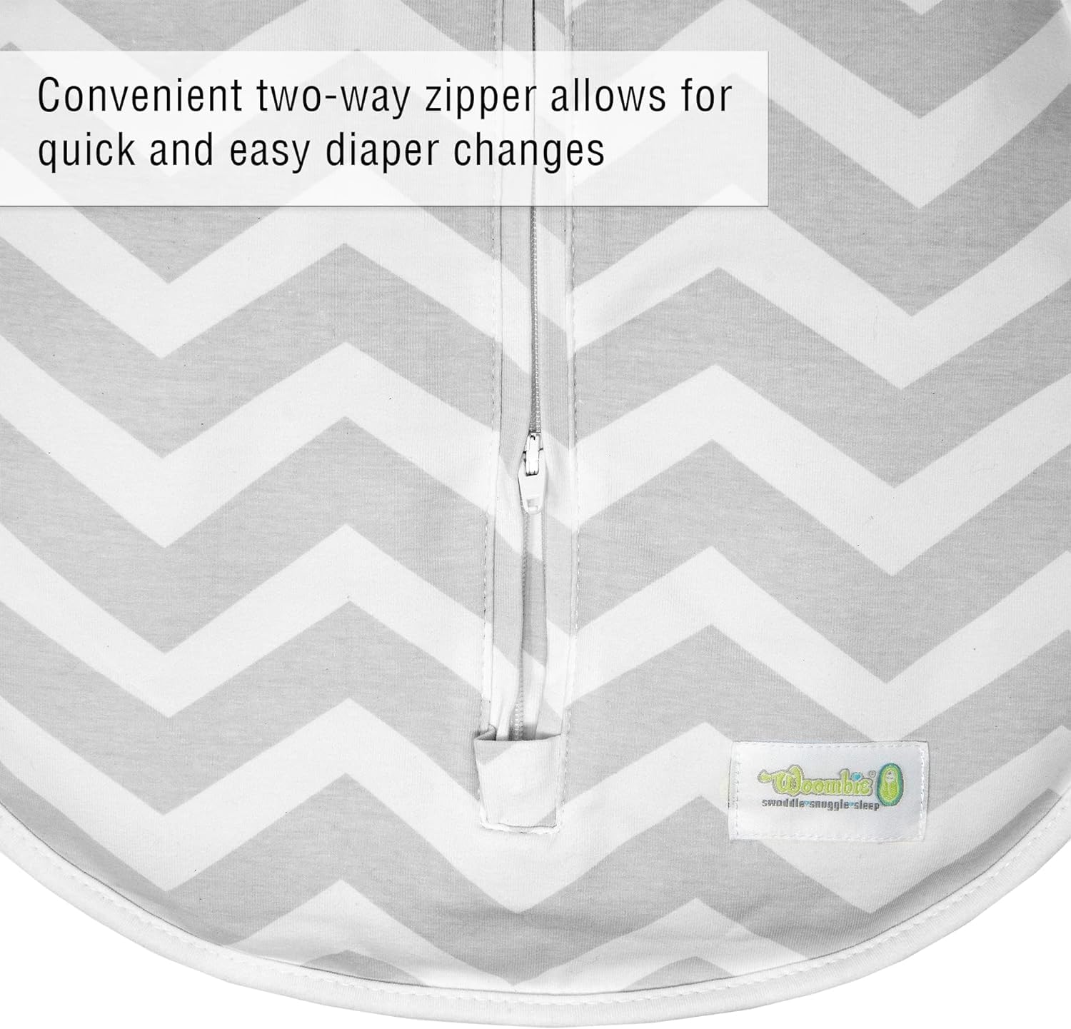 Original Woombie Baby Swaddle Blanket - Soft Cotton Wearable Swaddler for Newborns 5-13 lbs - Soothing Sleep Solution for Infants - Sleepy Gray Chevron Pattern - Perfect for Nursery, Travel & Calming Fussy Babies