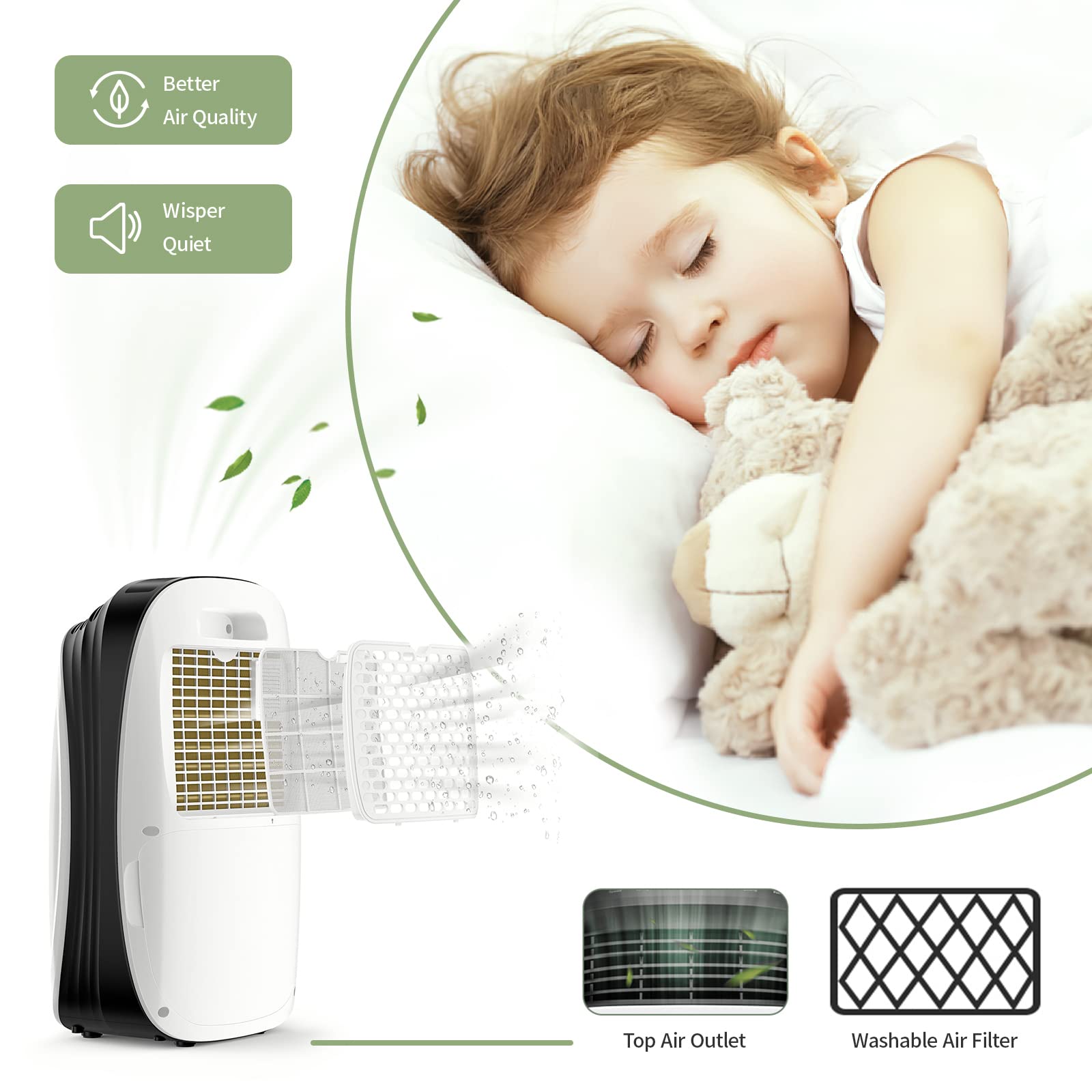 Waykar 2,000 Sq. Ft Energy Efficient Dehumidifier for Home, Basement & Large Rooms - with Drain Hose & Washable Air Filter - Perfect for Bedrooms, Bathrooms, Living Rooms & Damp Spaces