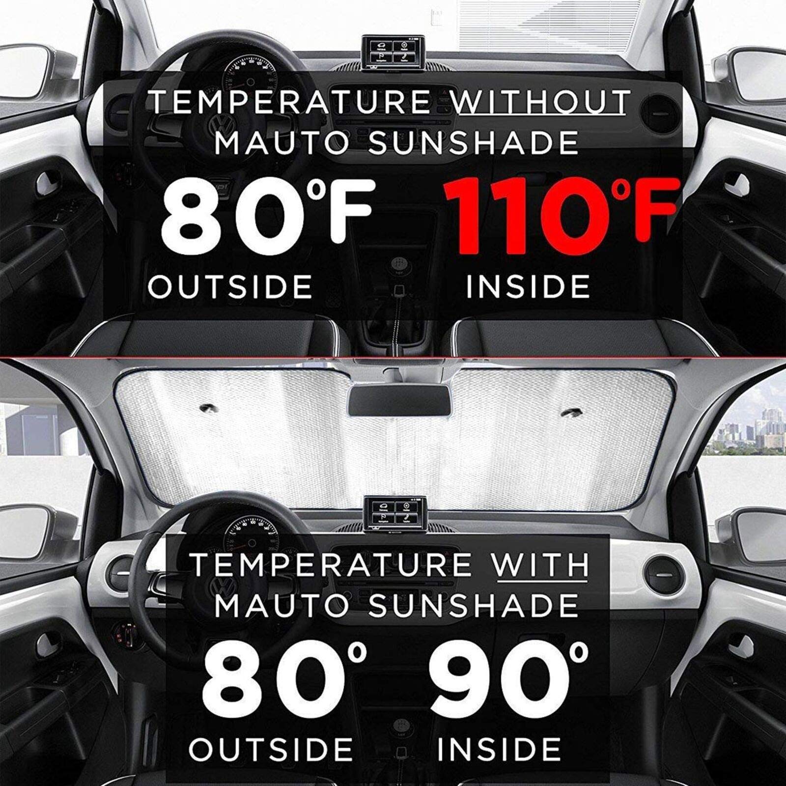 Dark Joker Car Windshield Sun Shade - UV Blocking Sun Visor Protector for Front Window | Medium Size White | Keep Vehicle Cool in Summer Parking