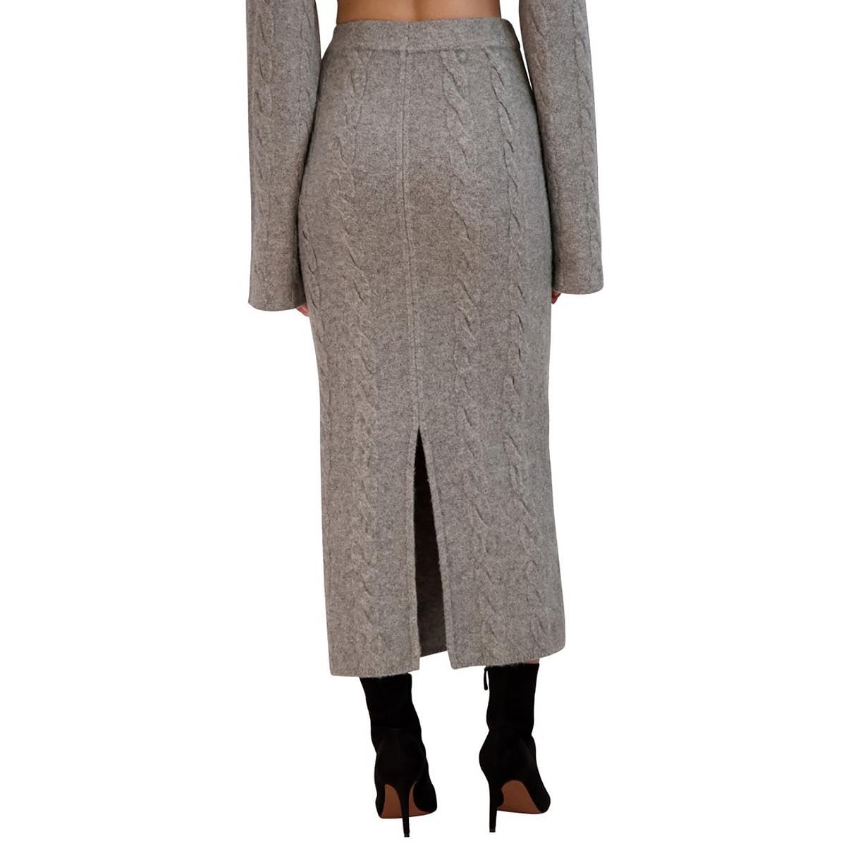 BCBGMAXAZRIA Women's Cable Knit Midi Pencil Skirt - Stretchy Pull-On Design for Office, Party & Winter Outfits