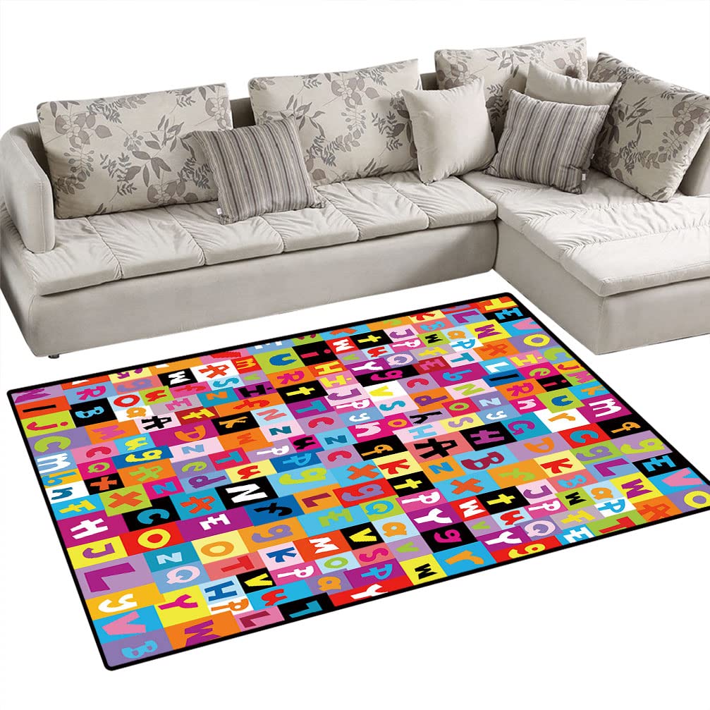 Colorful Alphabet Educational Area Rug for Kids - Soft Non-Slip 6'x9' Classroom Rug, Playroom & Nursery Carpet - Perfect for Bedroom, Living Room & Office Learning Spaces