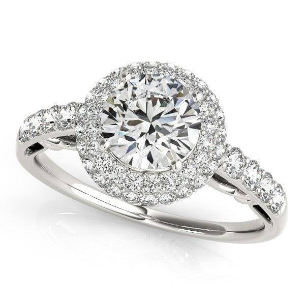 14K White Gold Halo Pave Diamond Engagement Ring 1.5 Carat (1 1/2 cttw) - Perfect for Proposals, Anniversaries & Bridal Jewelry