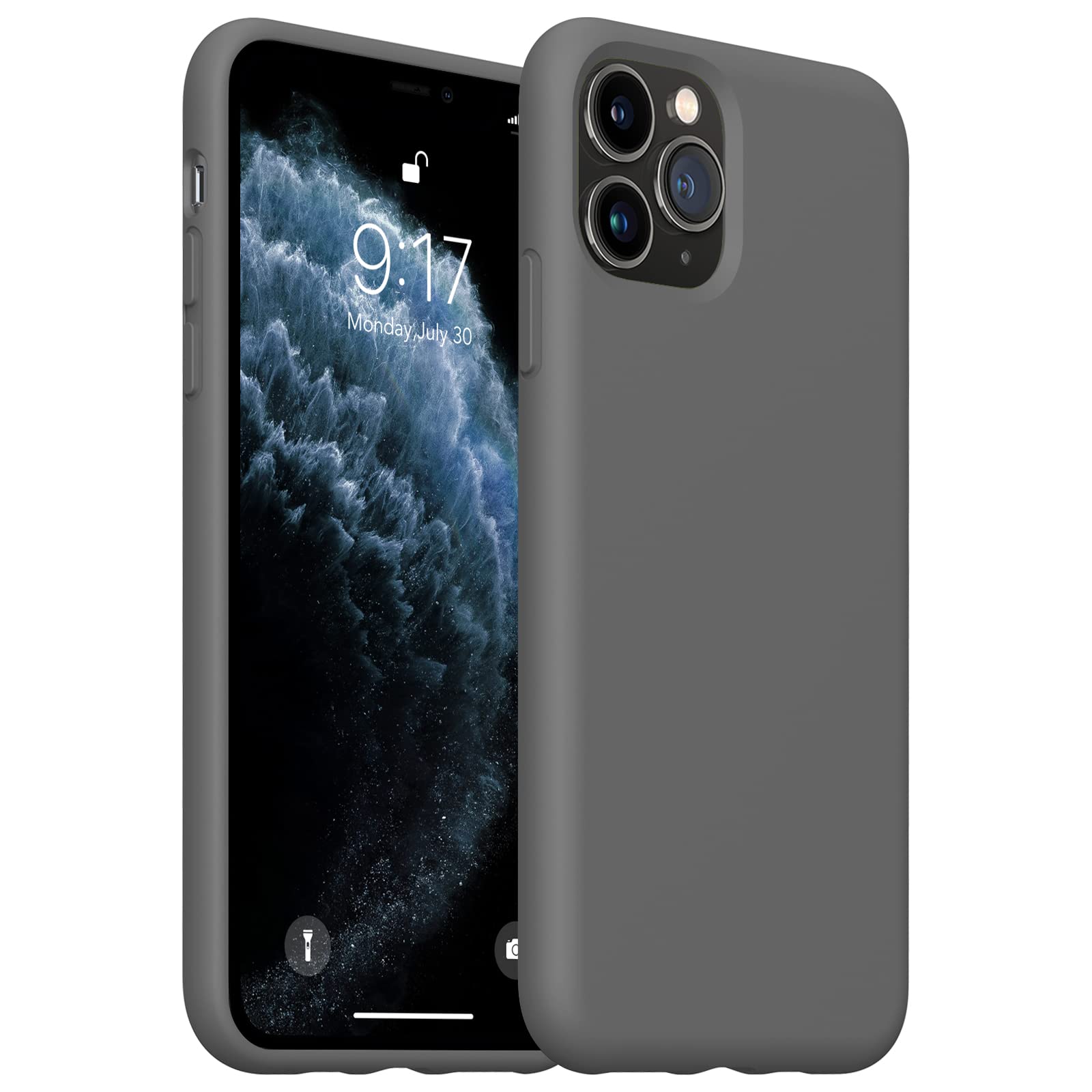 OuXul Slim Liquid Silicone Case for iPhone 11 Pro Max (6.5 Inch) - Full Body Protection with Microfiber Lining | Shockproof & Scratch Resistant Cover | Perfect for Work, Travel & Everyday Use (Gray)