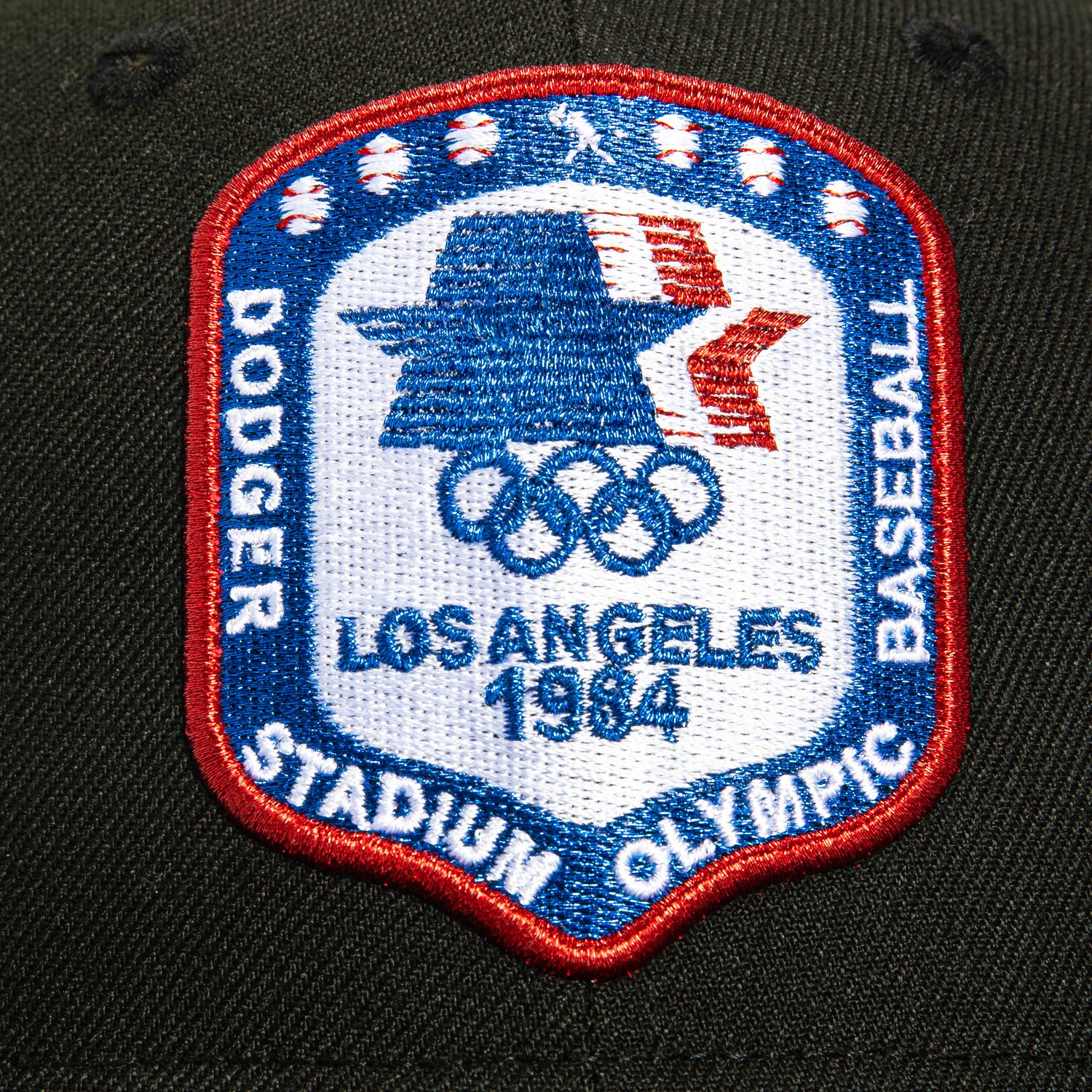 New Era 59Fifty Los Angeles Dodgers Logo Patch 1984 Olympic Stadium Snapback Hat - Black Baseball Cap for Men & Women - Perfect for Dodgers Games, Sports Events & Streetwear Fashion