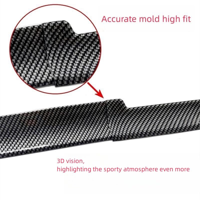 Universal Carbon Fiber Car Trunk Spoiler Roof Lip Kit - 3-Piece No Drill Tail Wing for Car Modification - Large Top Wing (Glossy Black) | Enhances Aerodynamics & Sporty Style for Sedans, Coupes & Hatchbacks